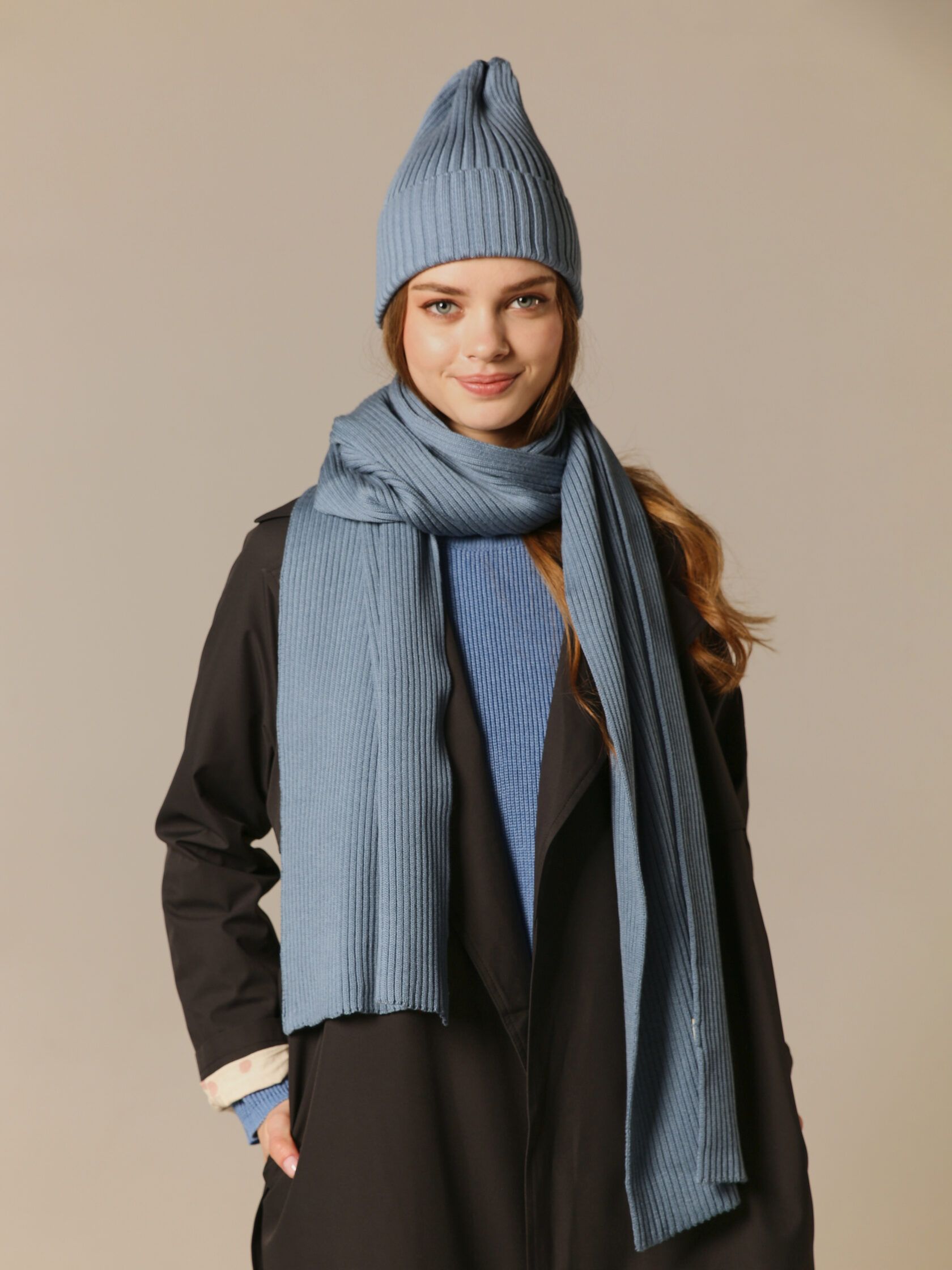 Шапка взрослая серо-голубой S-L