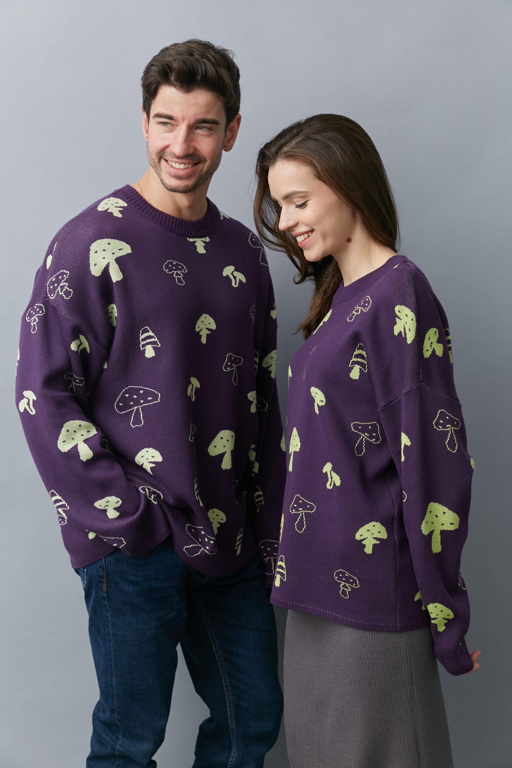 Джемпер Грибочки мужской фиолетовый L-XL