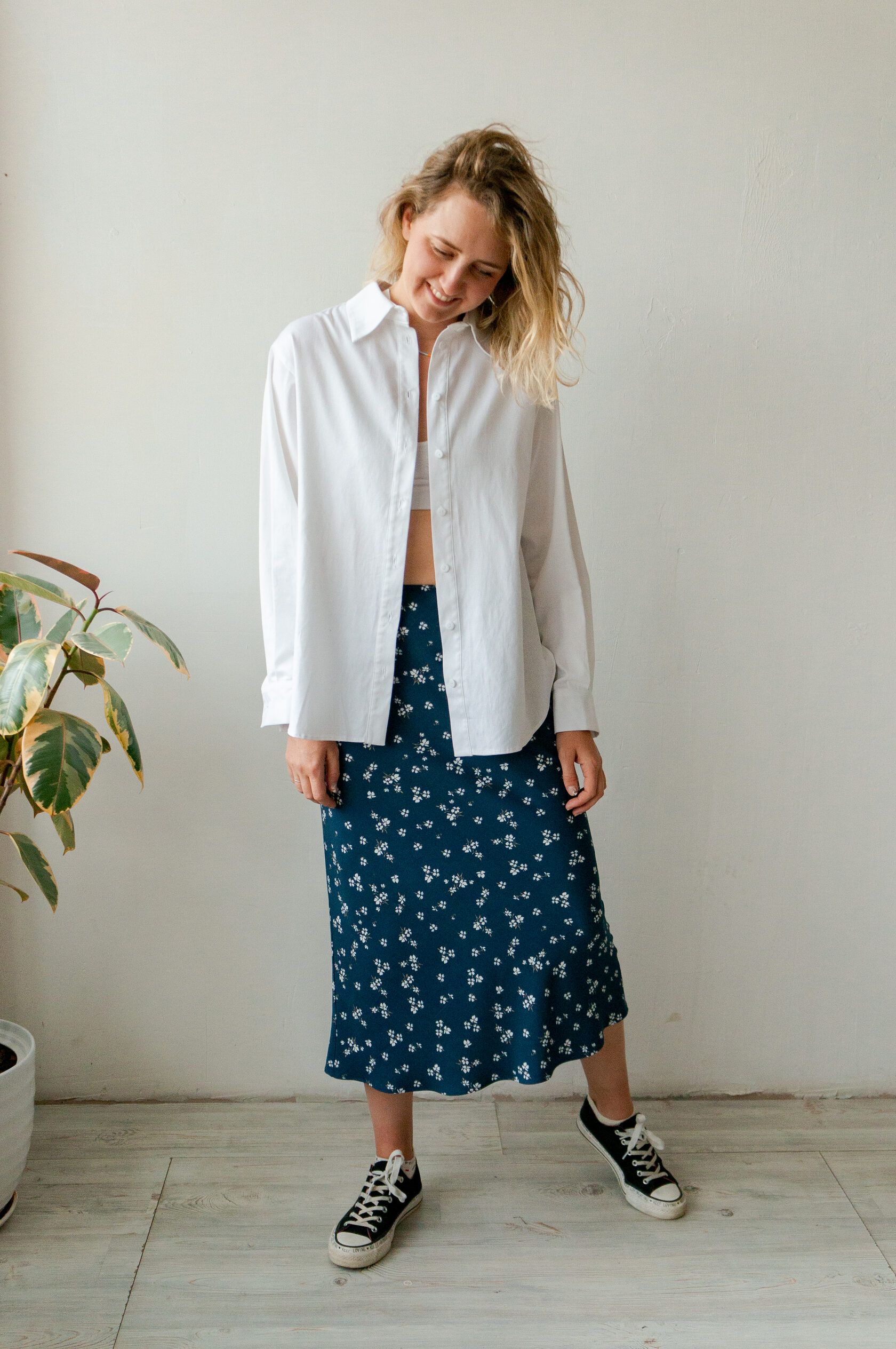 Юбка вискоза миди синяя M