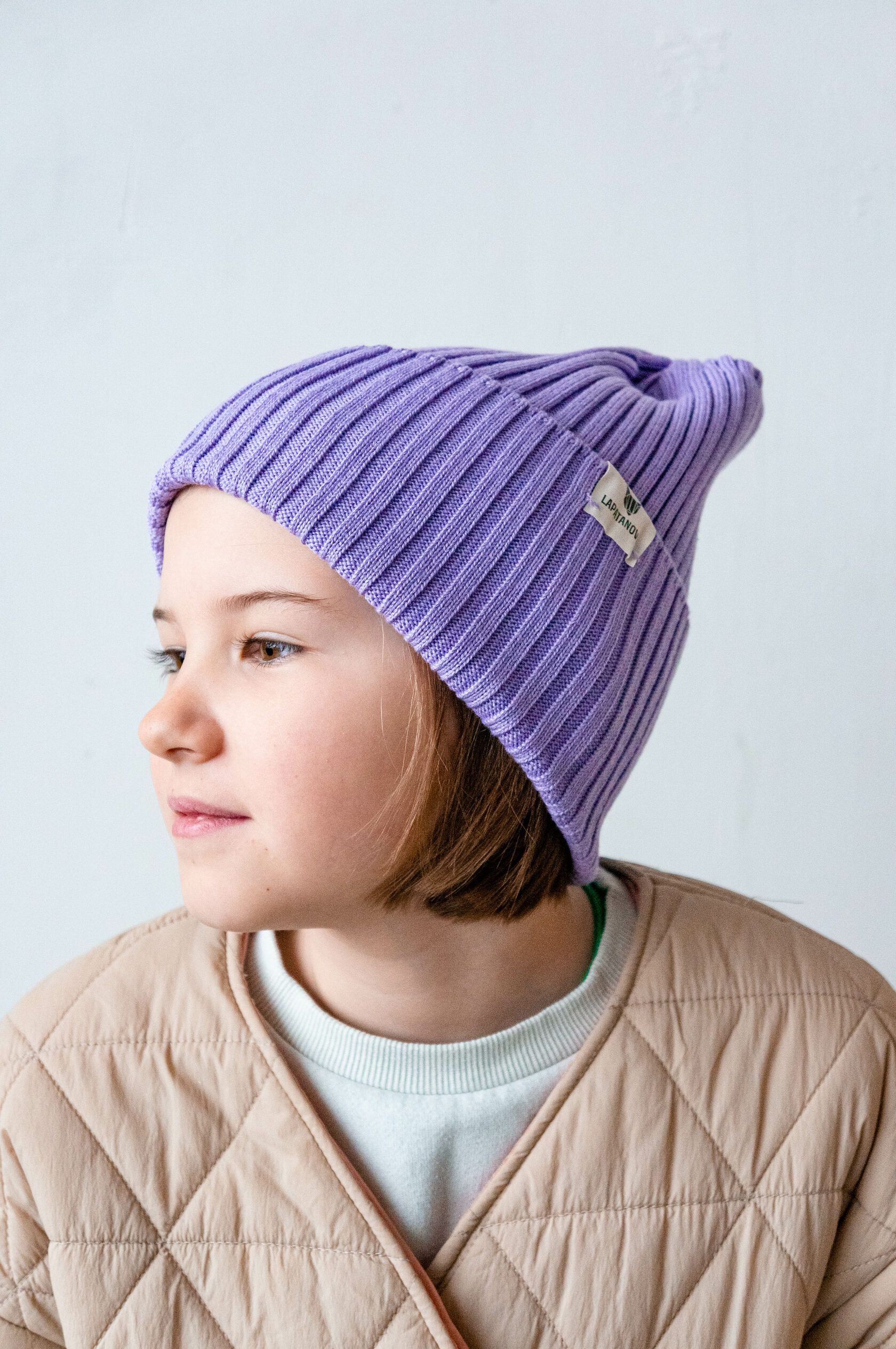 Шапка детская лаванда L(4-6 лет)