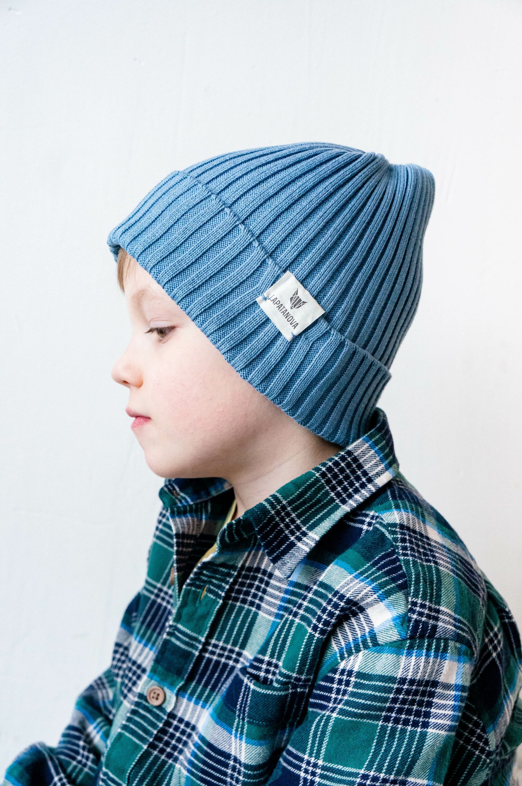 шапка детская серо-голубой S(0-1,5 года)