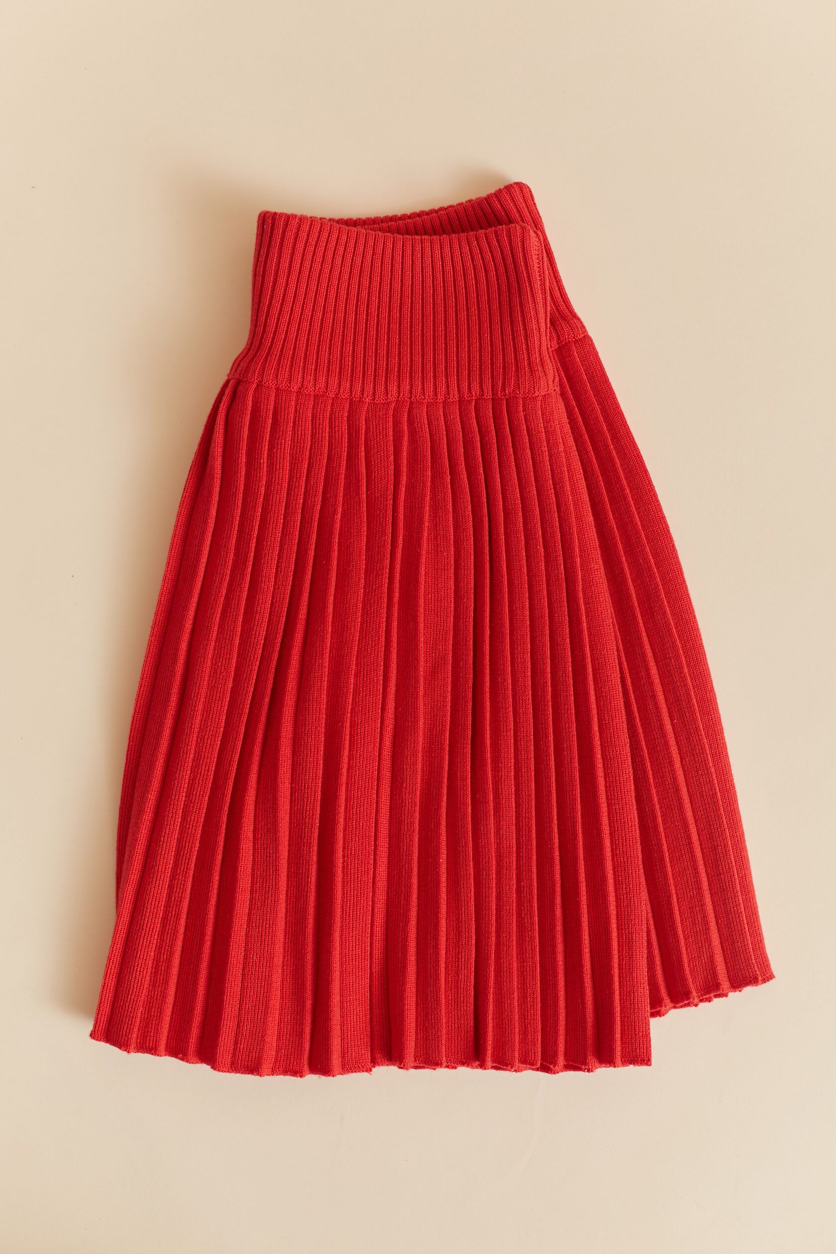 Юбка плиссе трикотажная мини алый M
