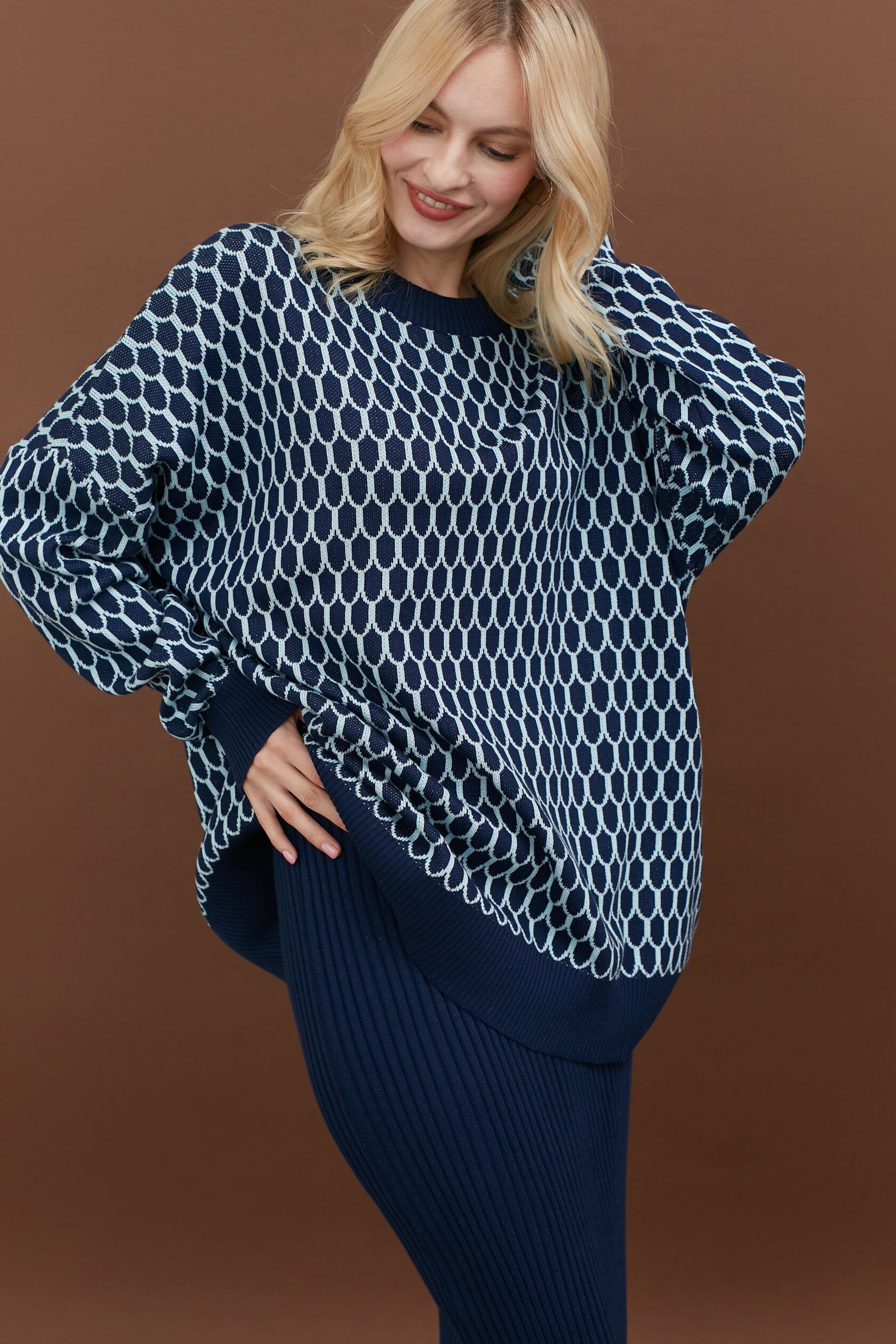 Джемпер Чешуйки оверсайз синий one size