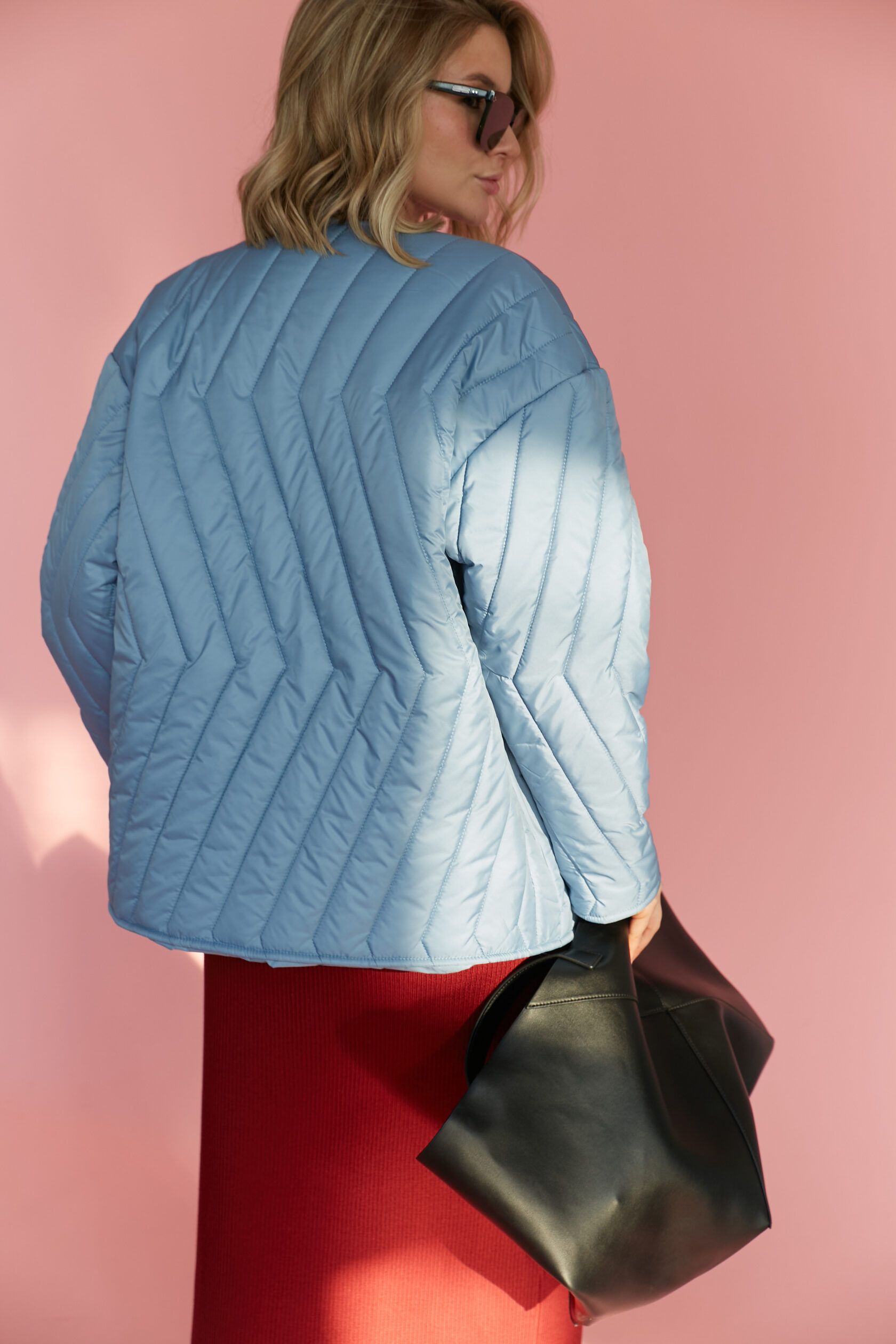 Куртка стеганая женская шоколад круглый ворот S-M