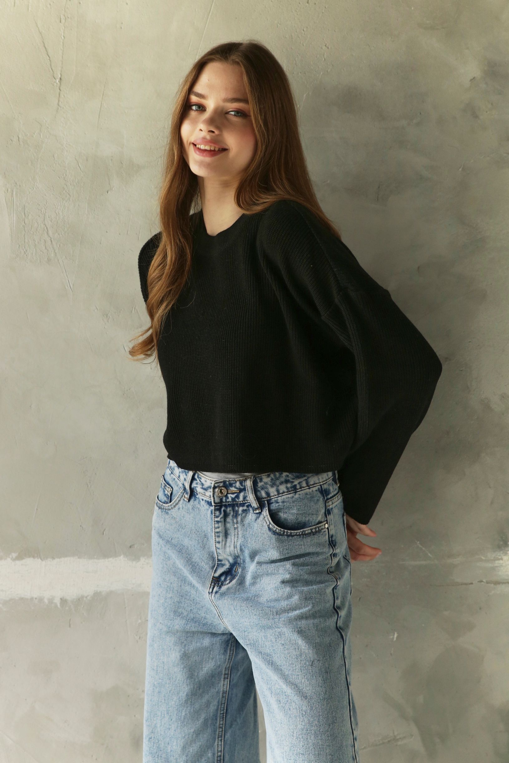 Джемпер базовый укороченный черный one size