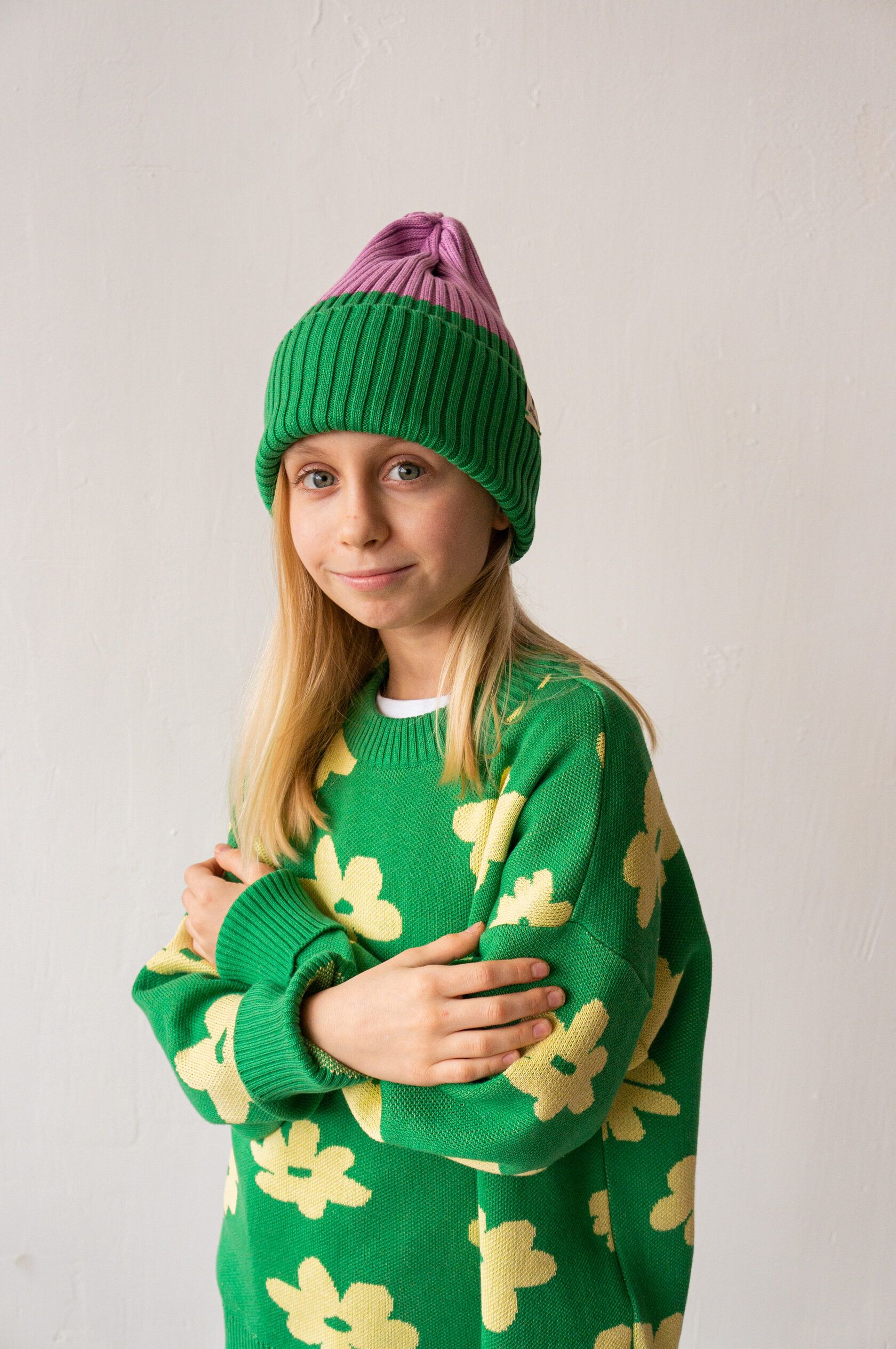 Джемпер детский Ромашки зеленый рост 130-140 см