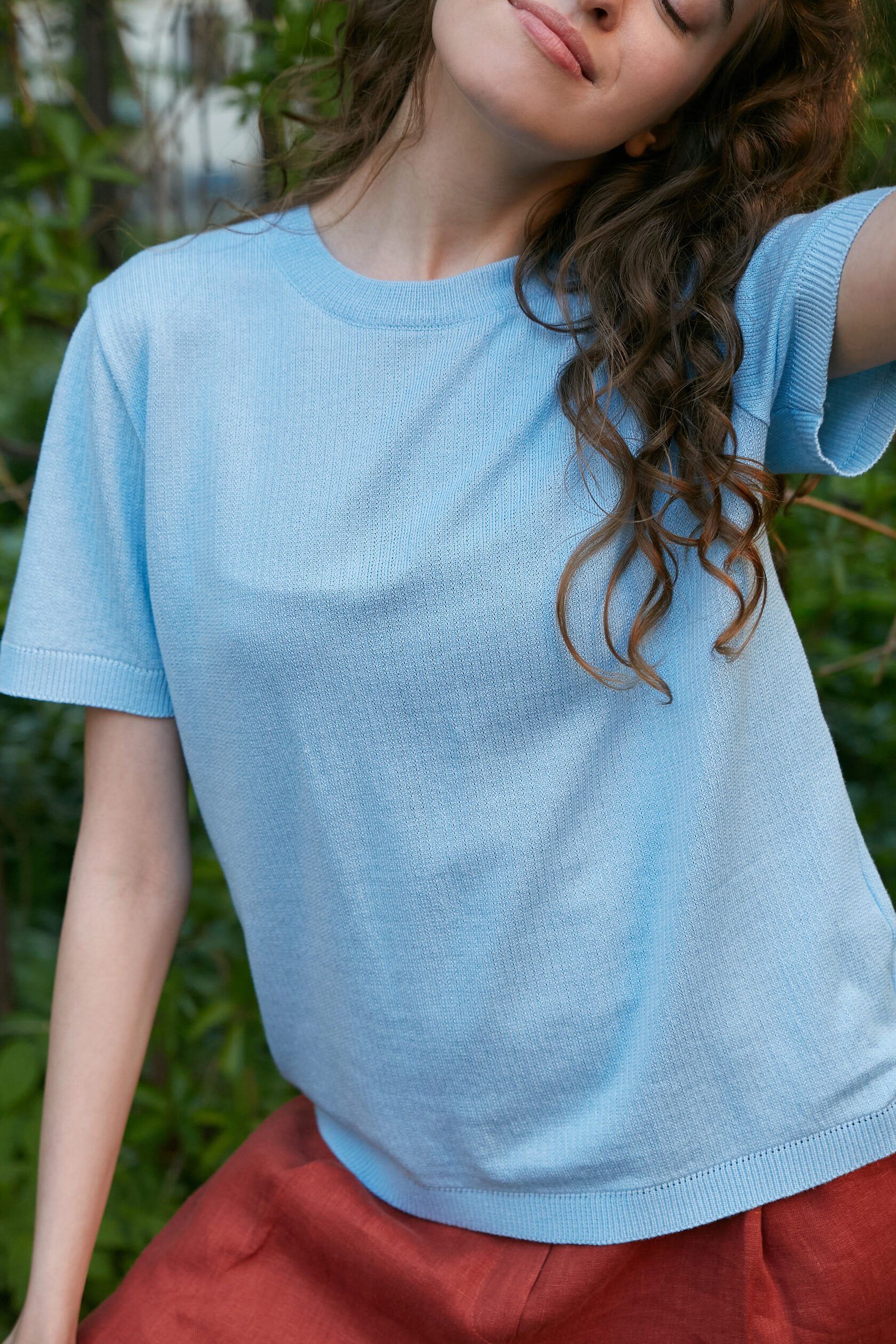 Футболка трикотажная косичка голубой S-L