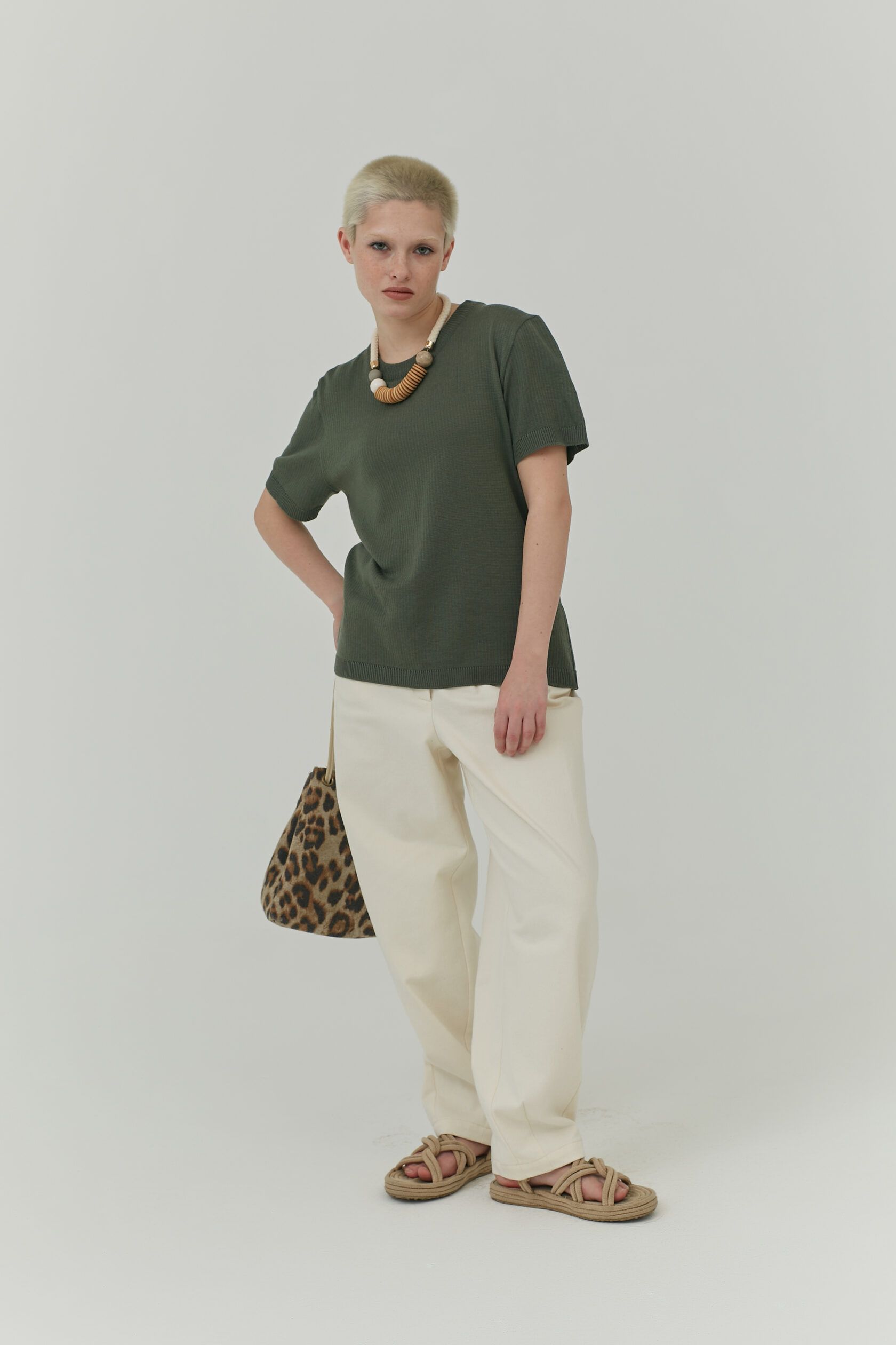 Футболка трикотажная косичка полынь S-L