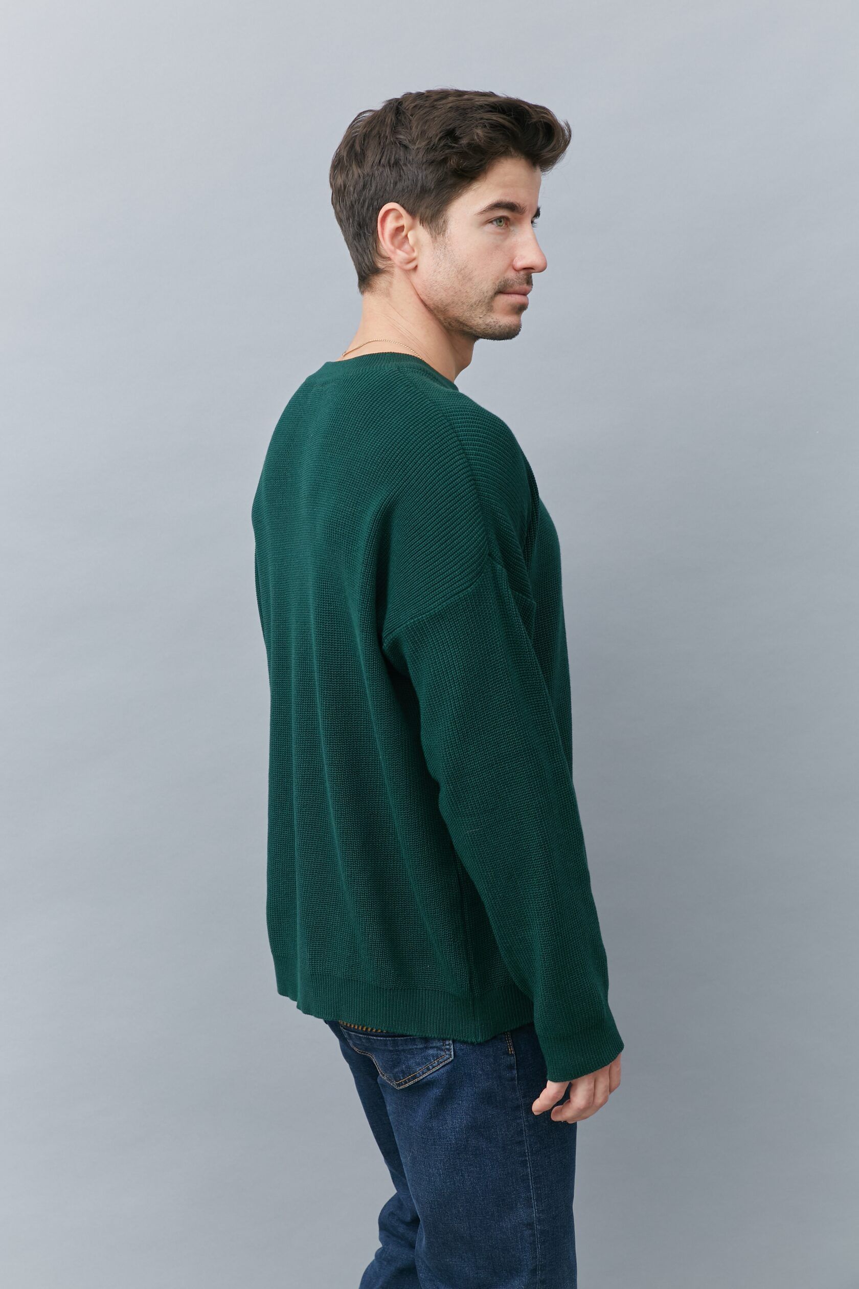 Свитер базовый мужской изумруд M-L