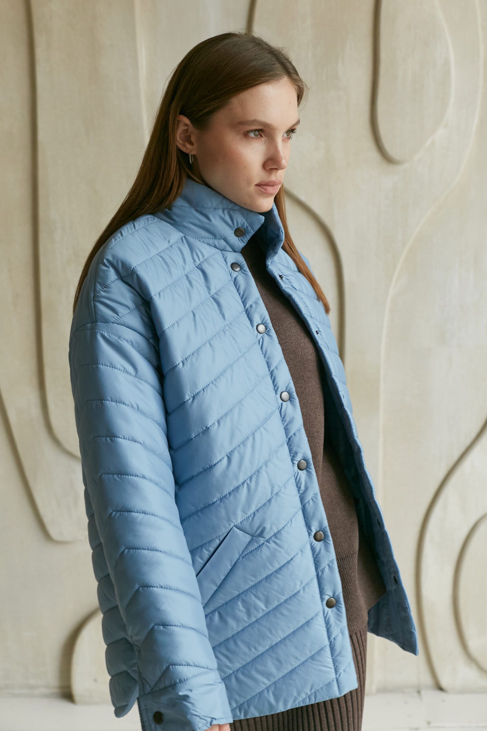 Куртка стеганая женская голубой S