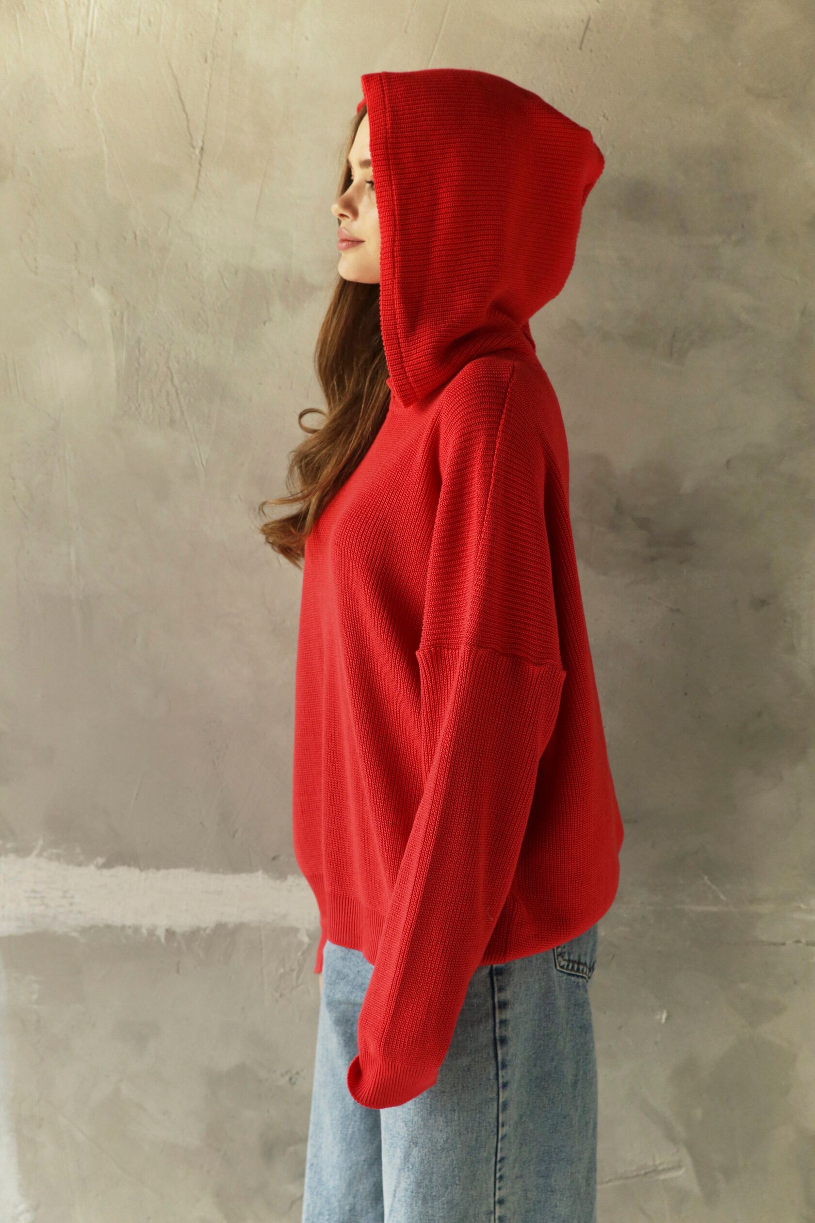 Худи женское с капюшоном коралл one size