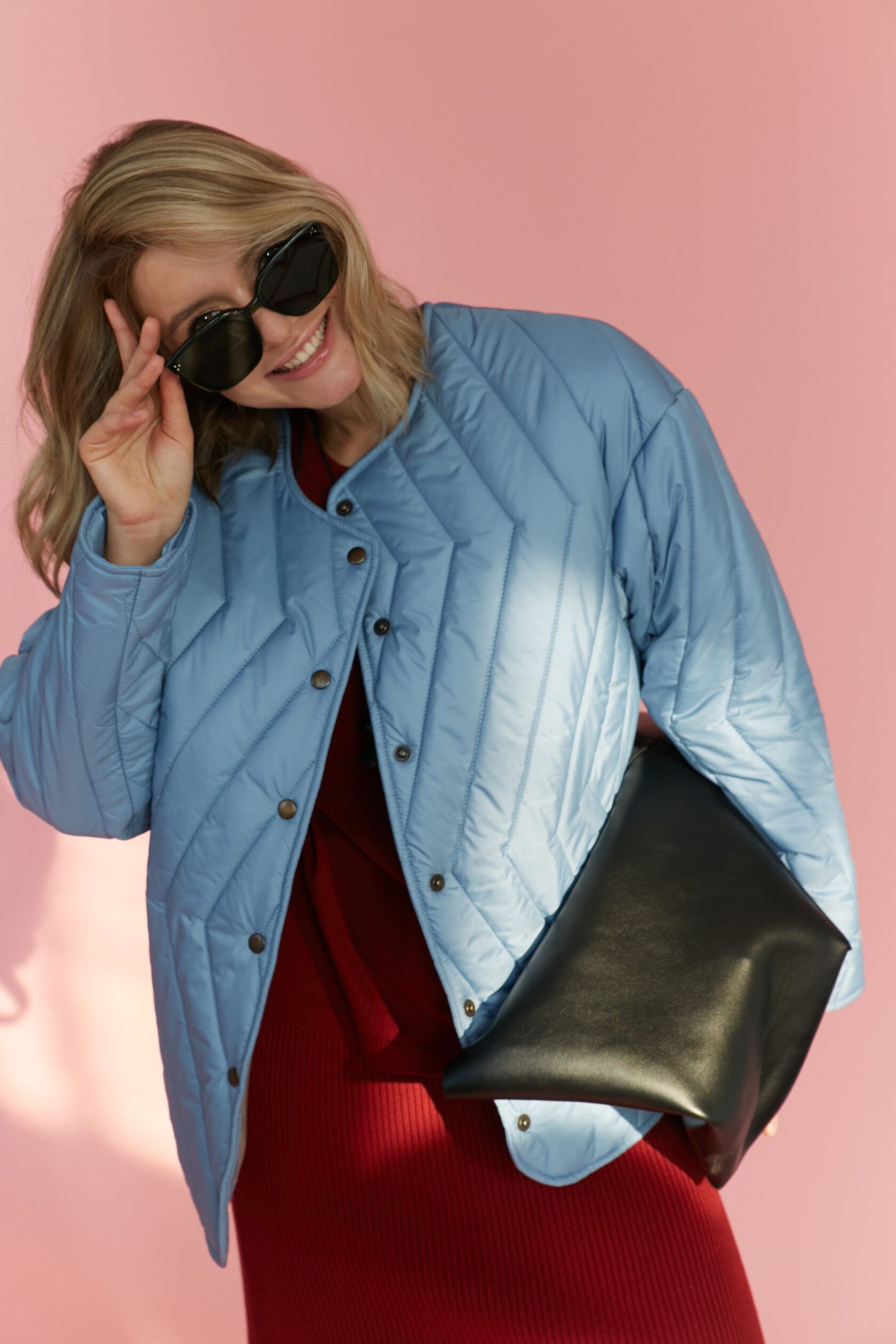 Куртка стеганая женская шоколад круглый ворот S-M