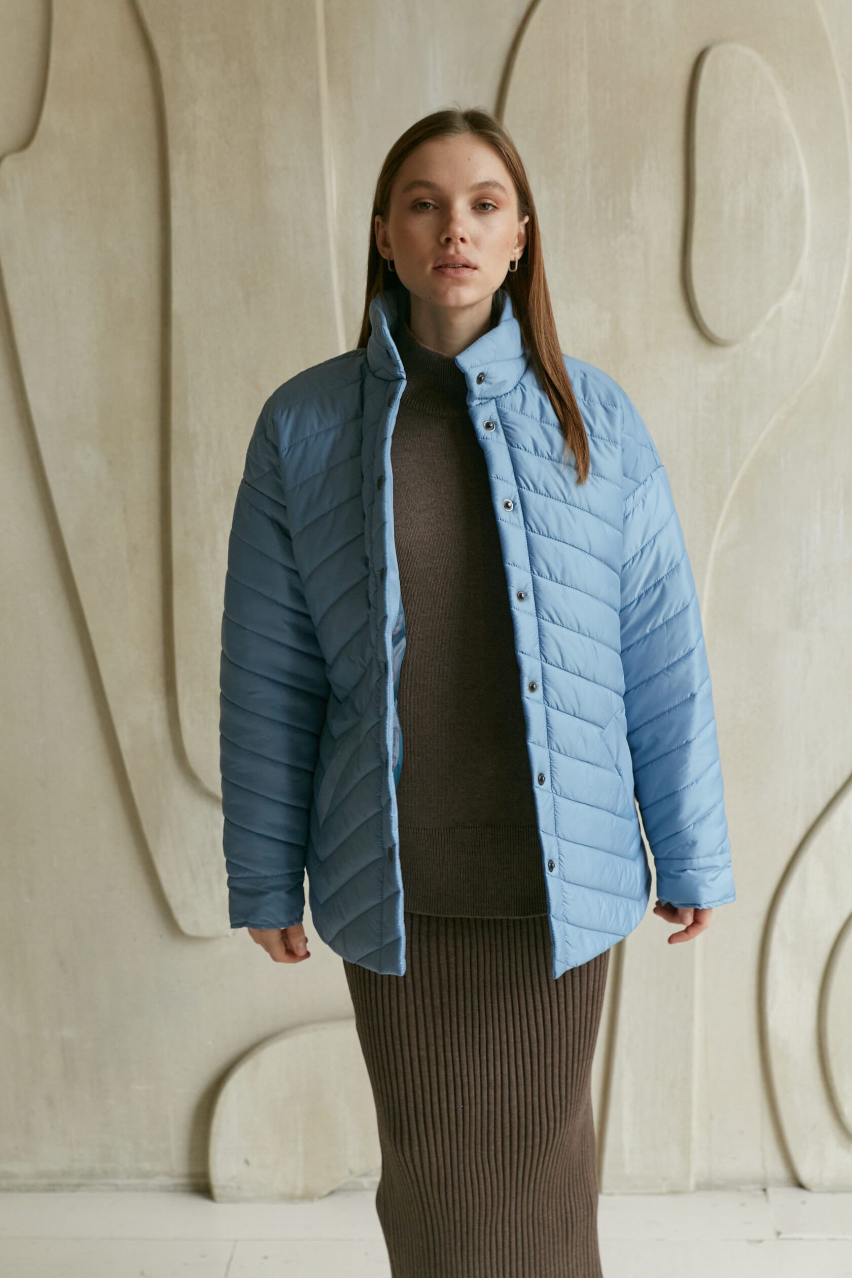 Куртка стеганая женская голубой S