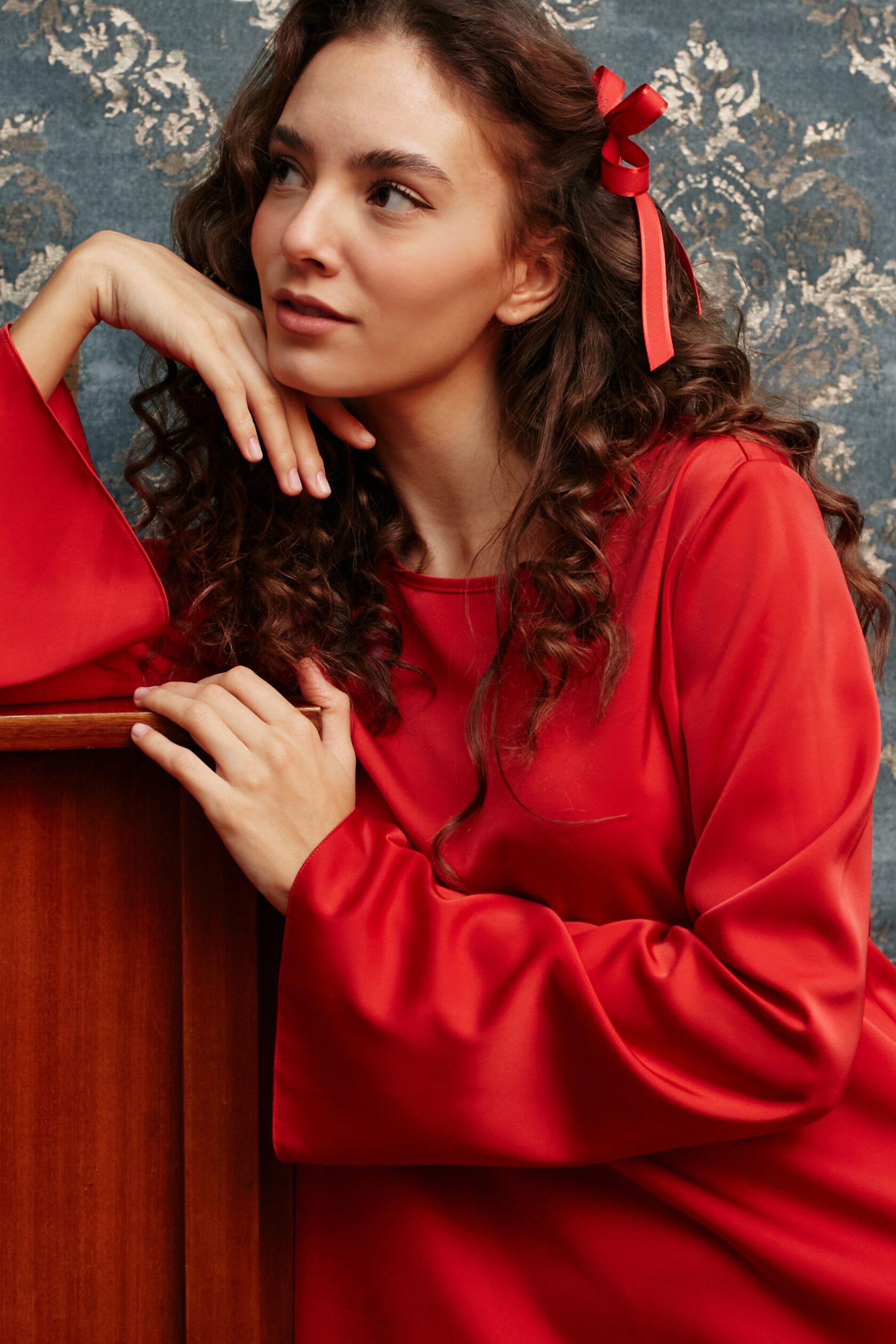 Платье Агата мини искусственный шелк алый L