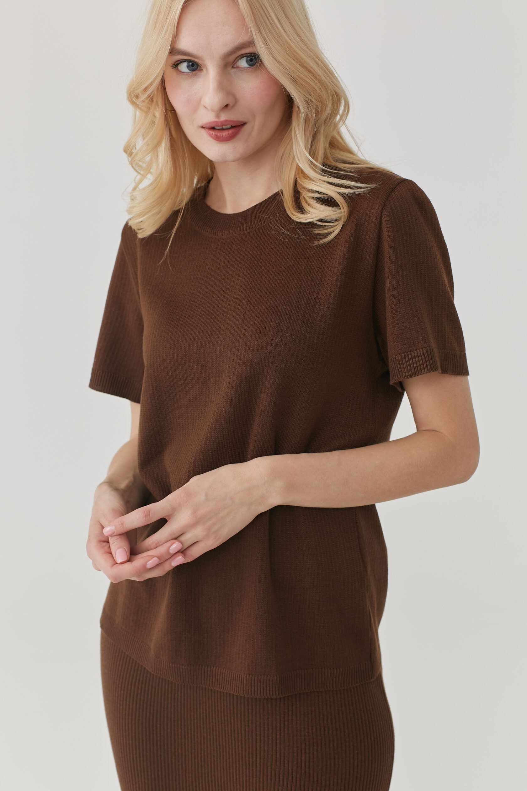 Футболка трикотажная косичка шоколад S-M