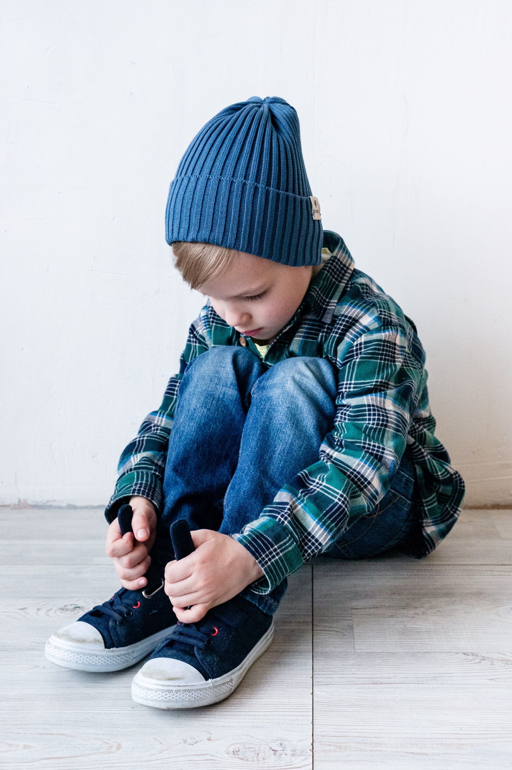 Шапка детская джинс L(4-6 лет)