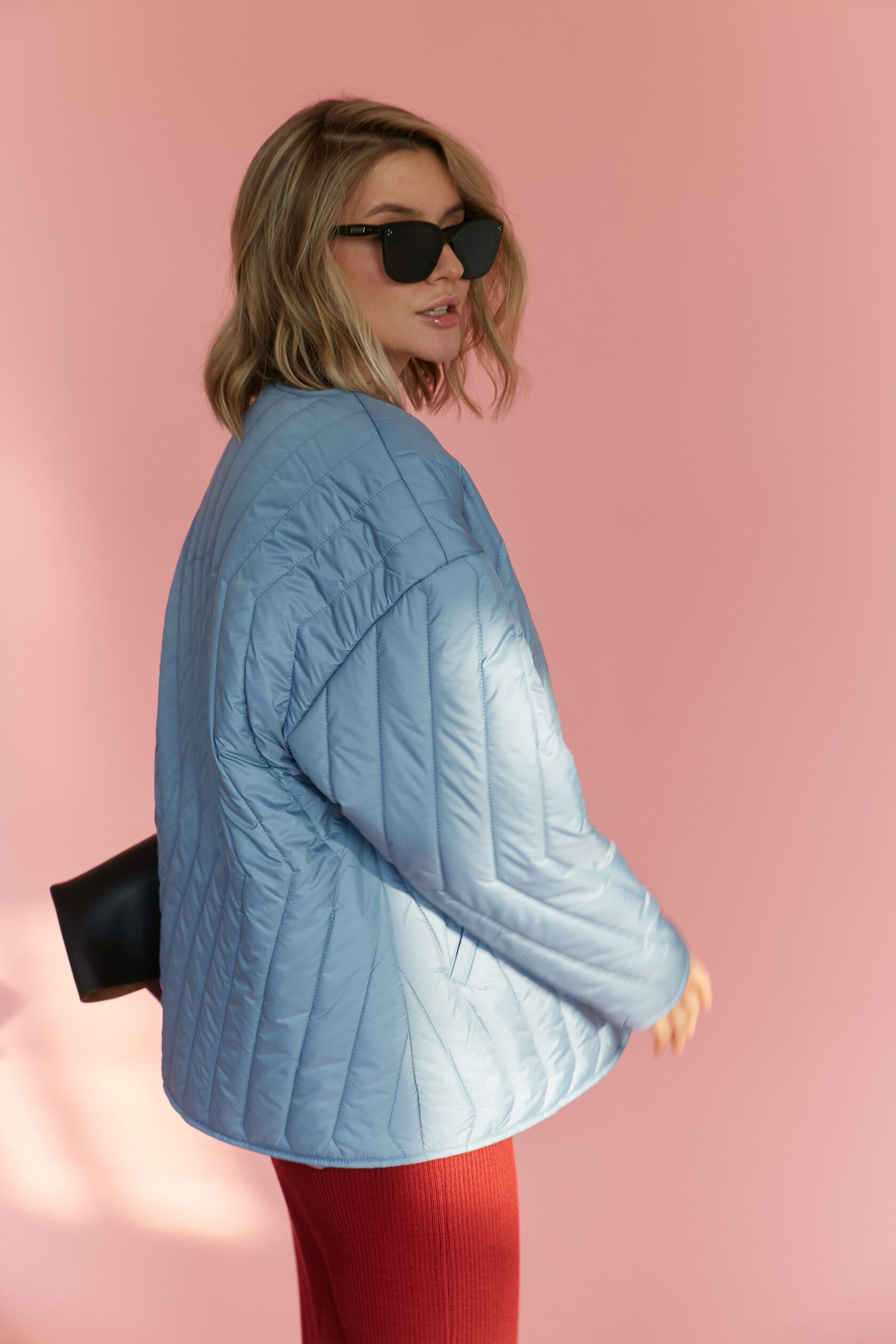 Куртка стеганая женская шоколад круглый ворот S-M