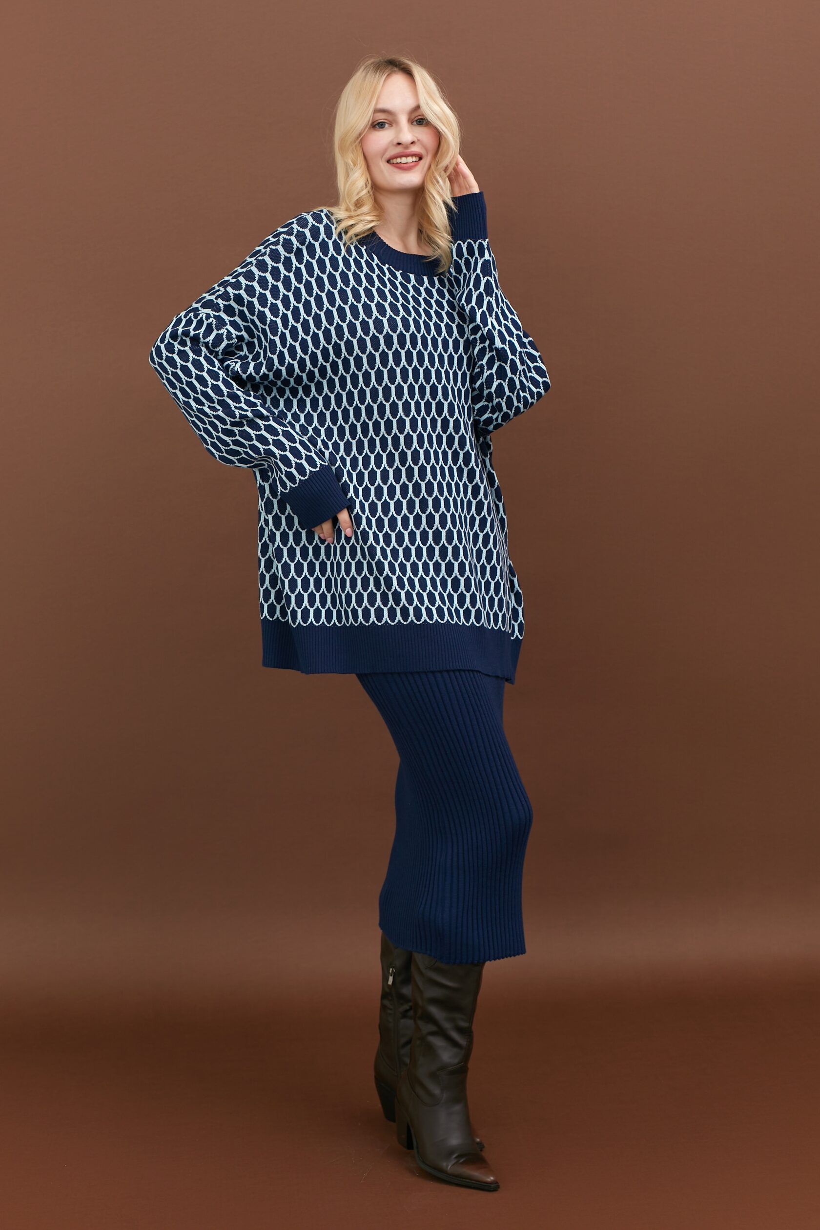 Джемпер Чешуйки оверсайз синий one size