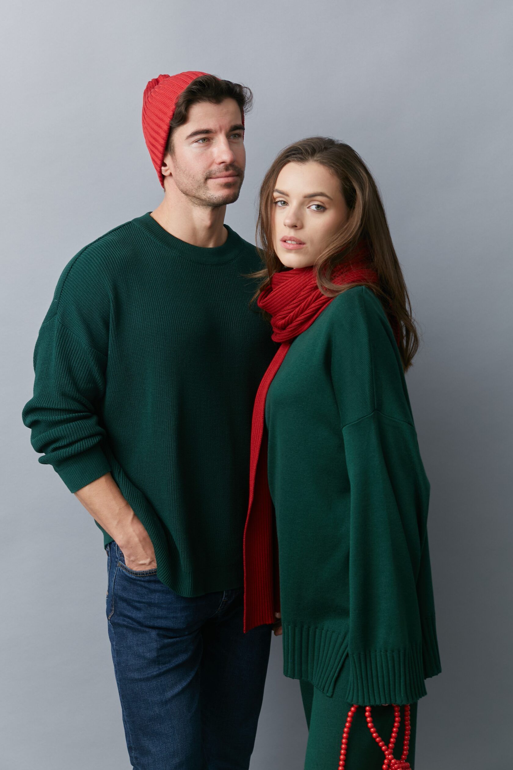 Свитер Кострома изумруд M-L