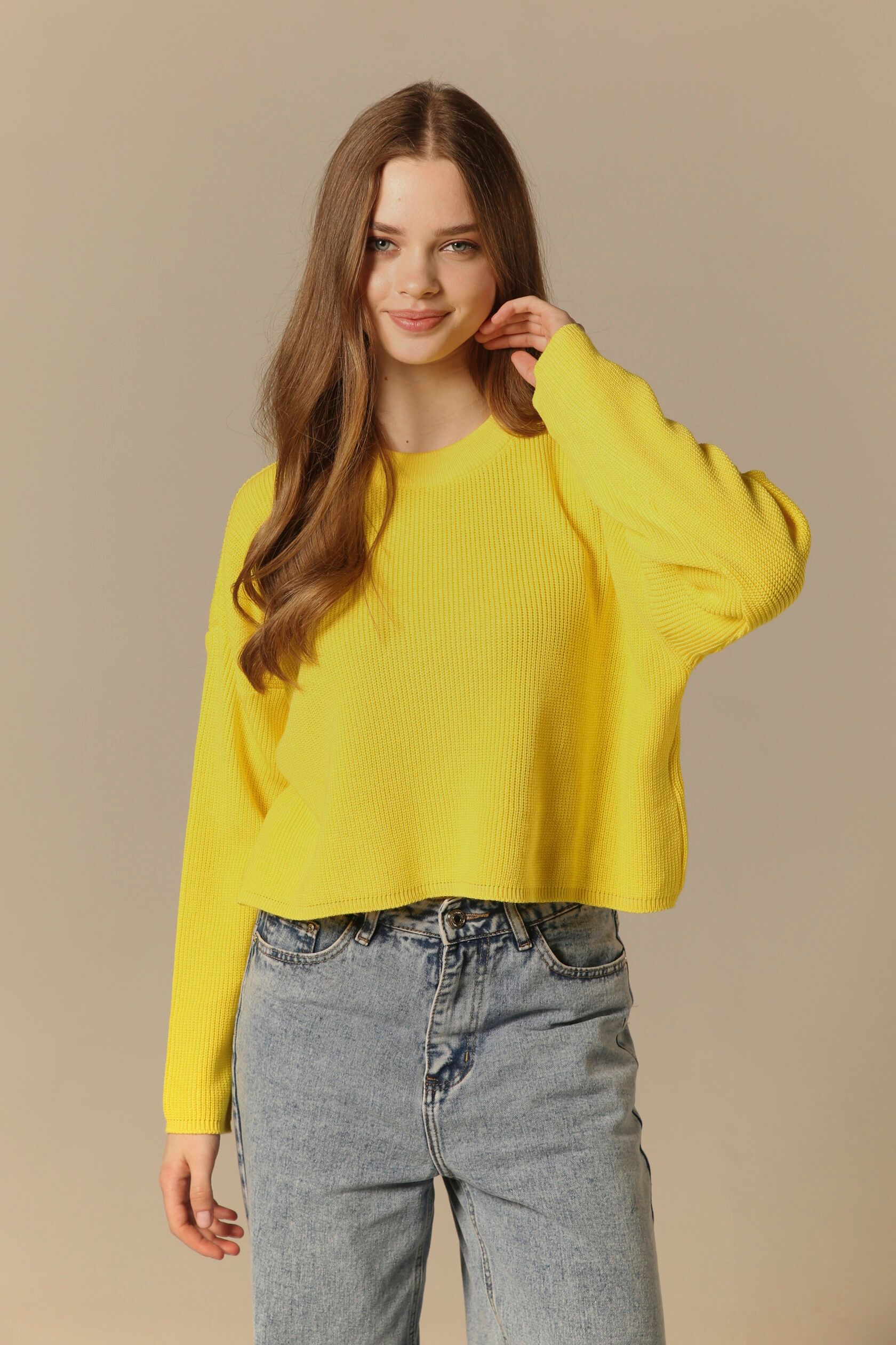 Джемпер базовый укороченный желтый one size