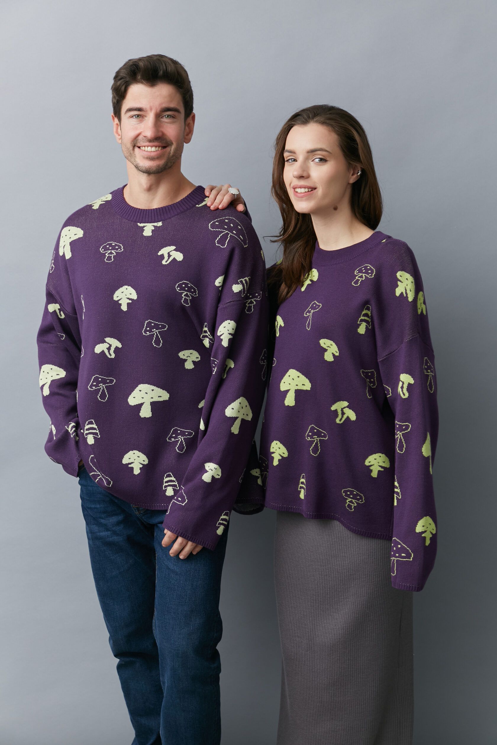 Джемпер Грибочки мужской фиолетовый L-XL