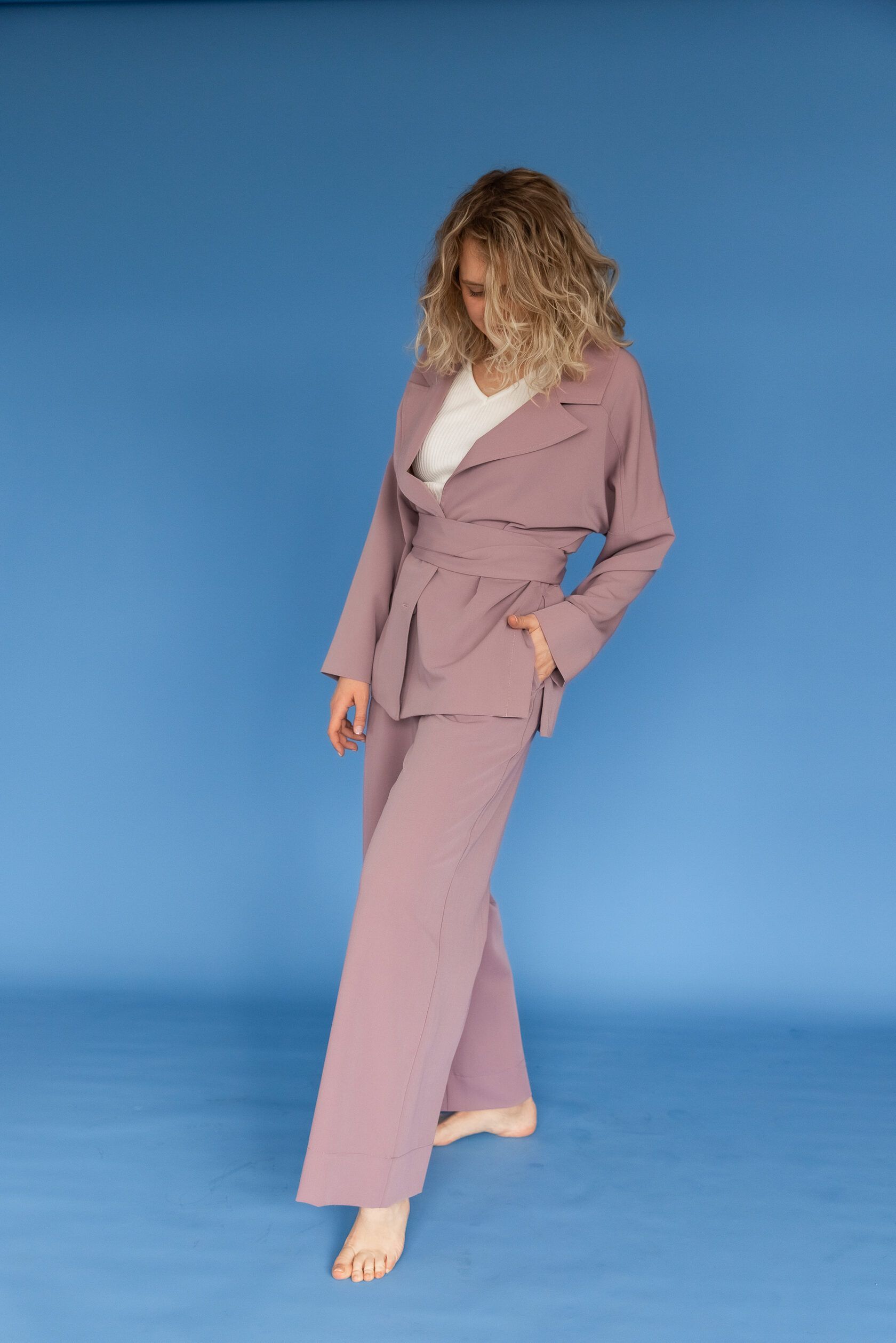 Брюки палаццо вискоза сирень M