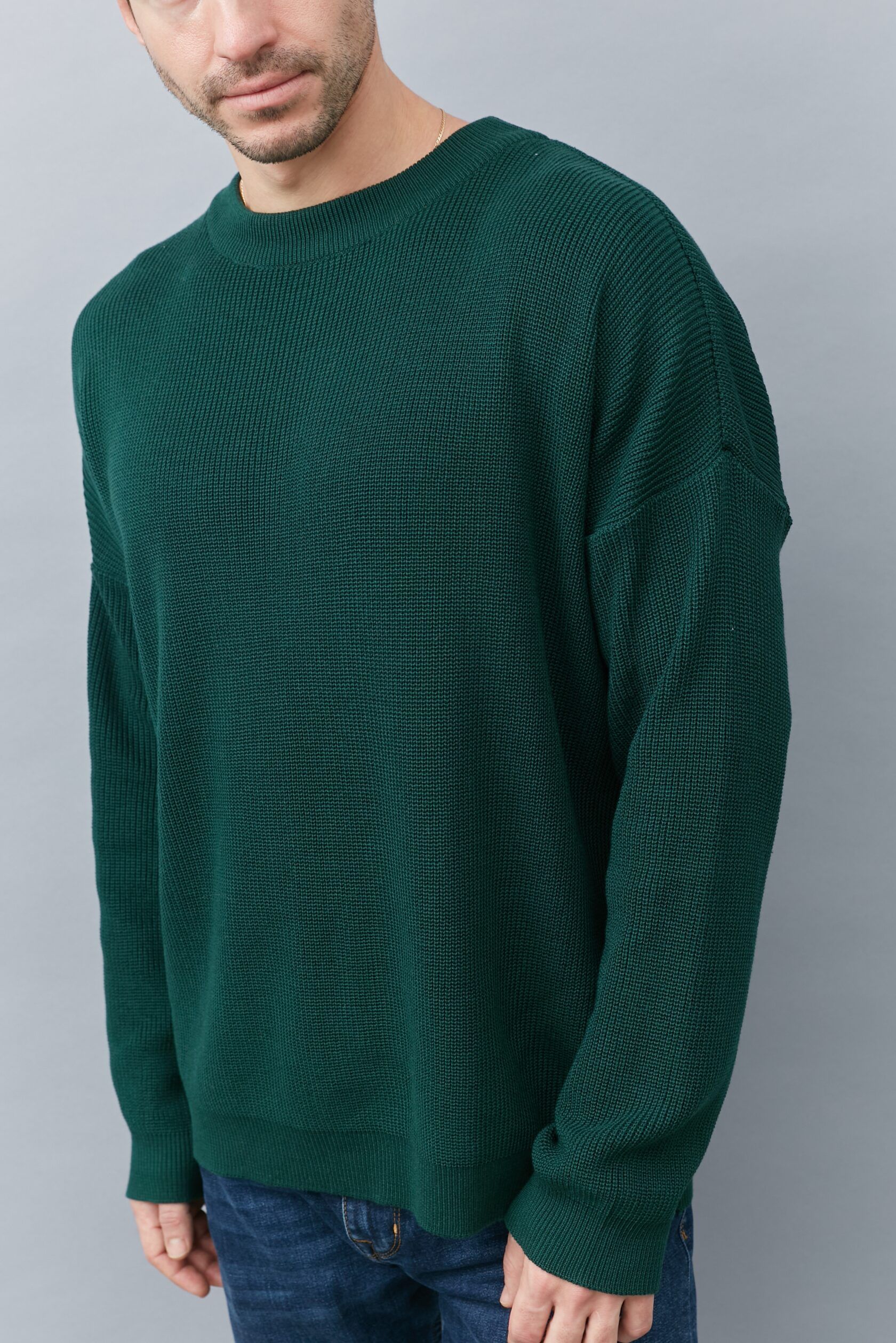 Свитер базовый мужской изумруд M-L