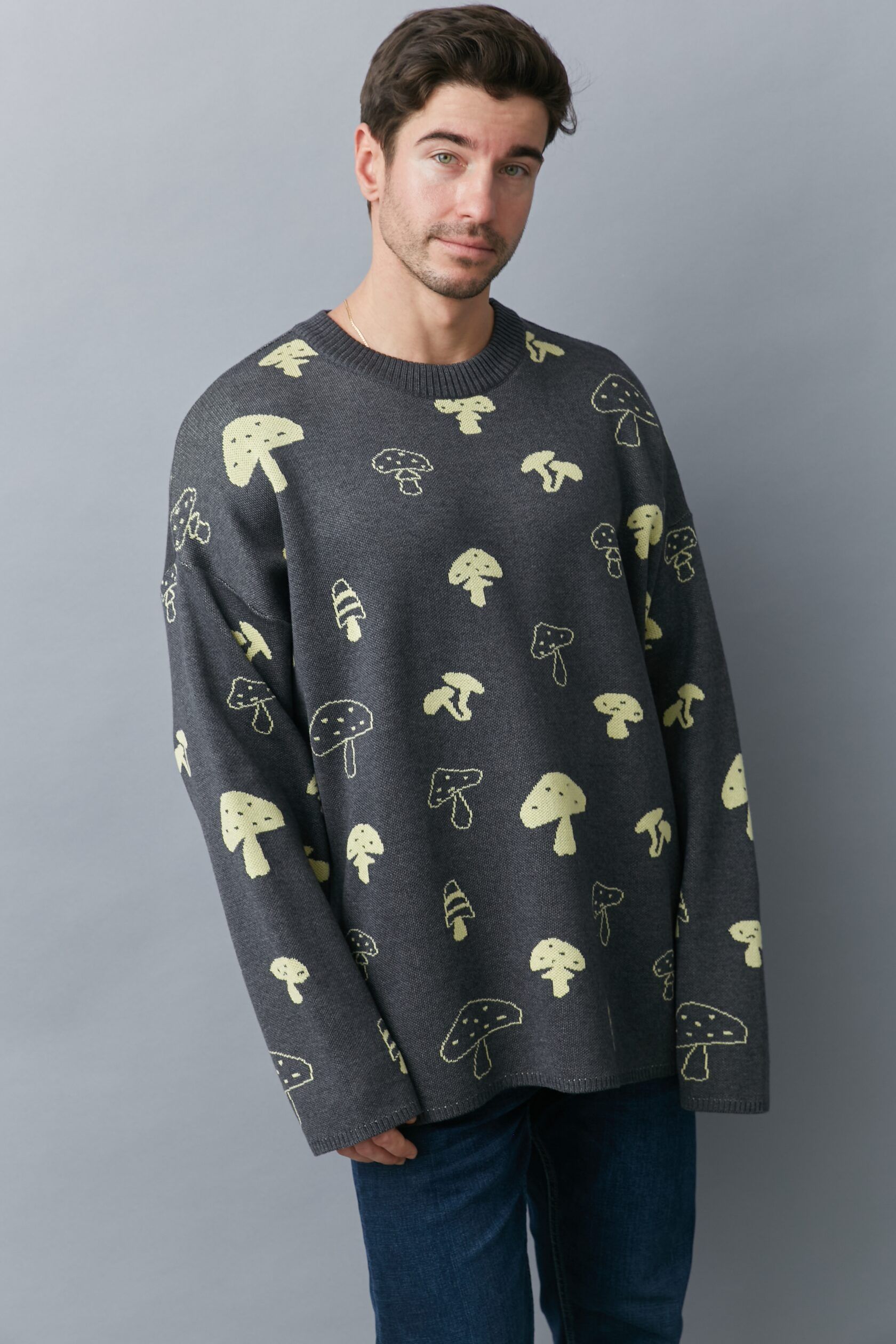 Джемпер Грибочки мужской оранжевый L-XL