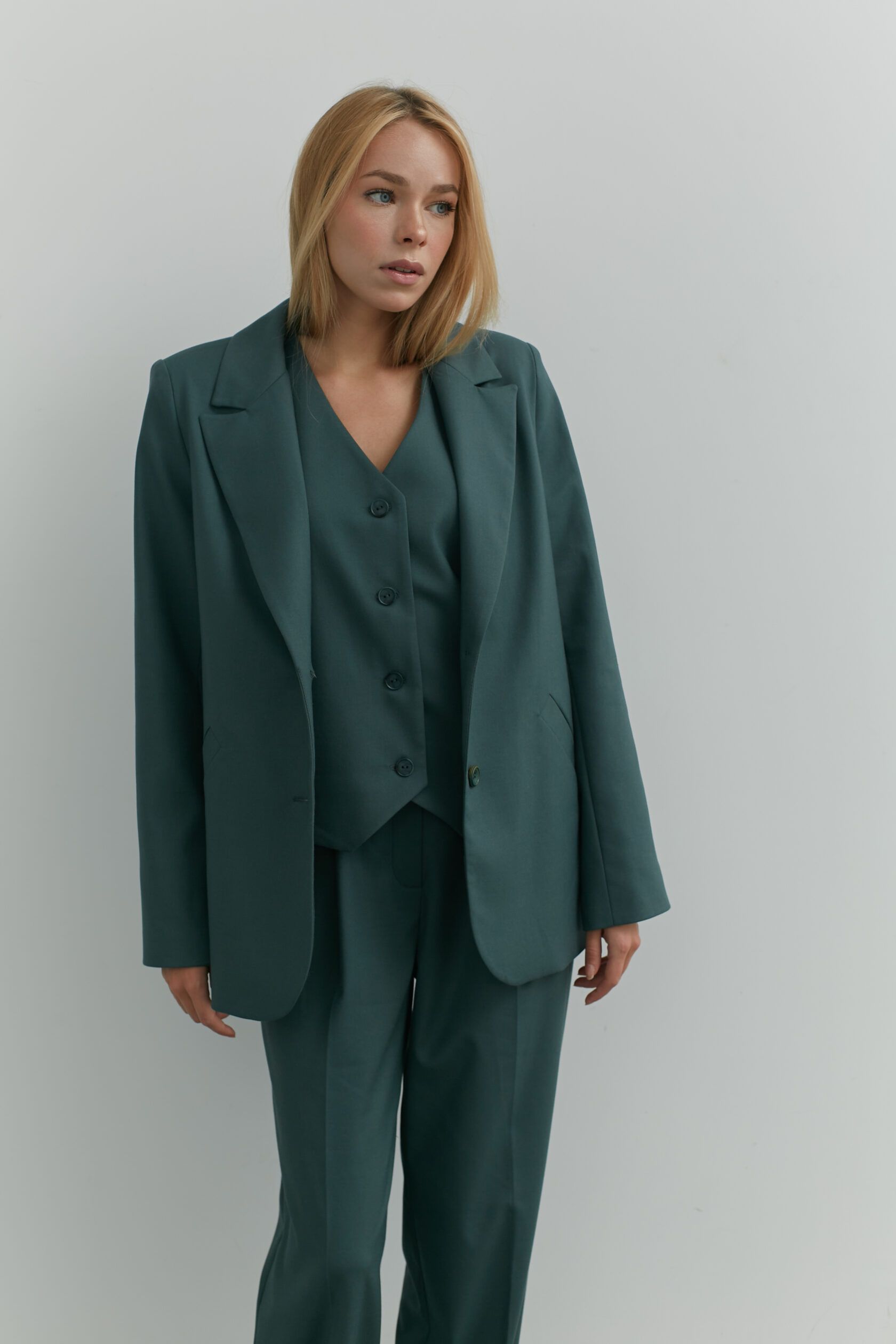 Жакет прямого кроя с карманами эвкалипт S