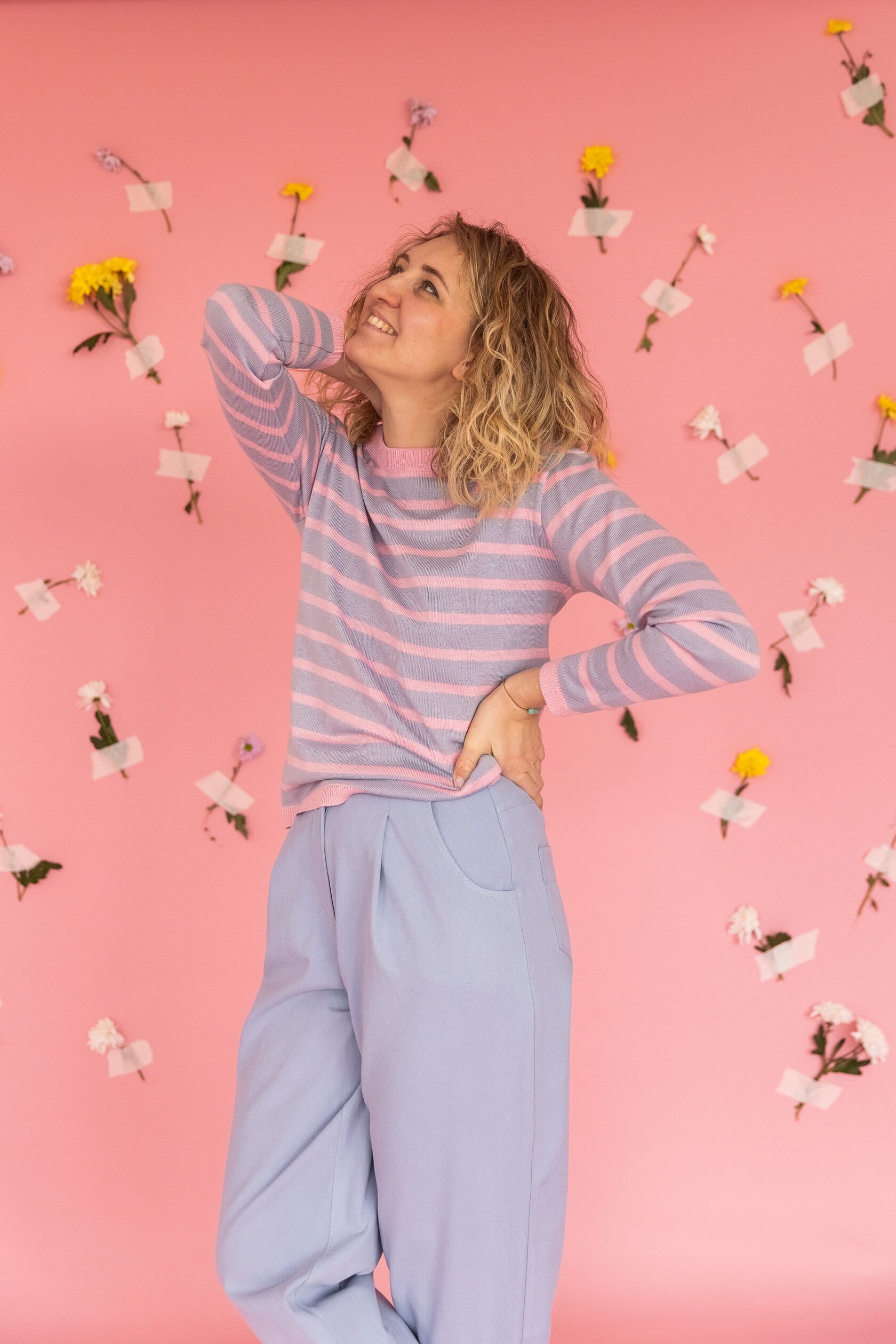 Тельняшка тонкая персик M