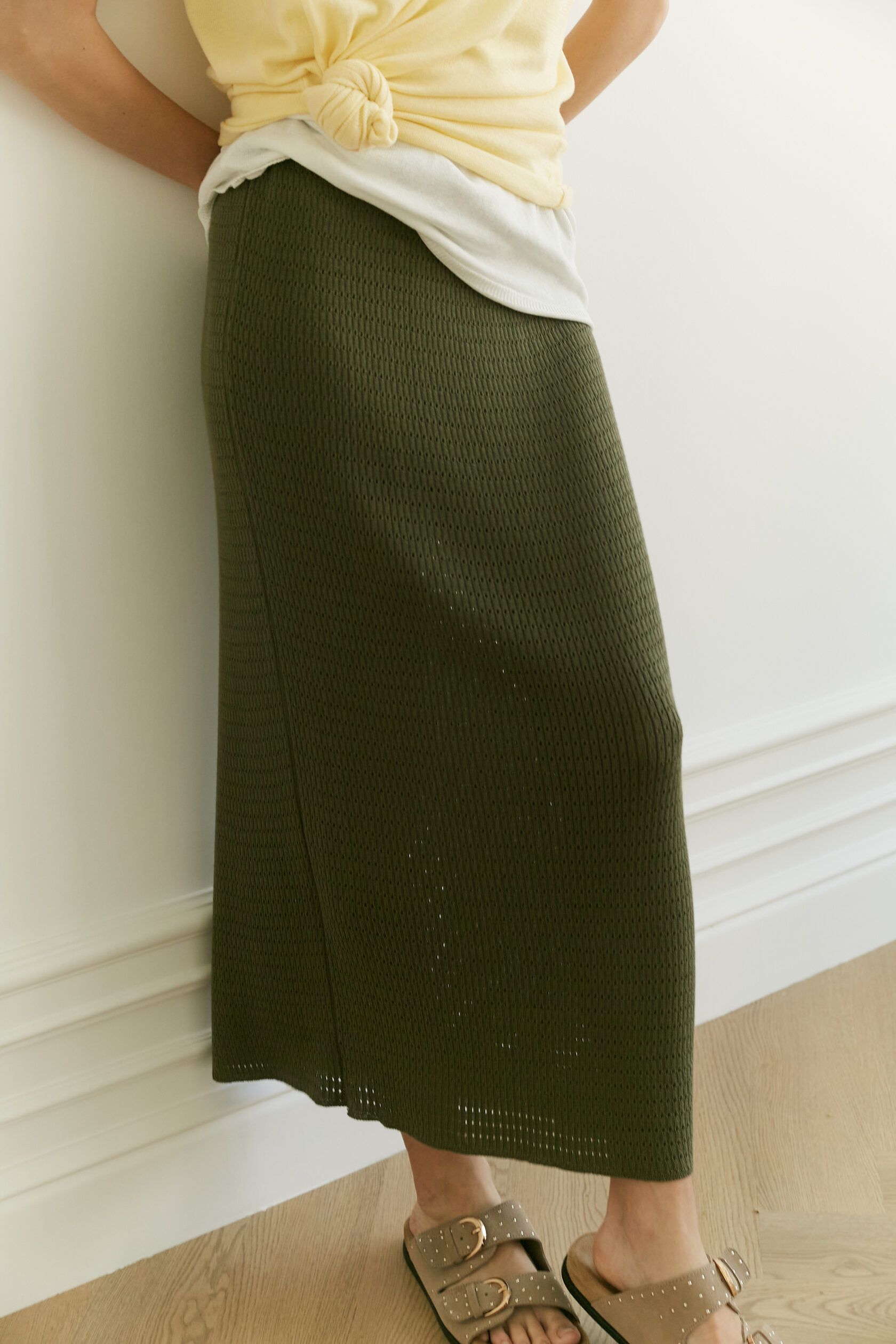 Юбка трикотажная ажур Бриз хаки XS-S