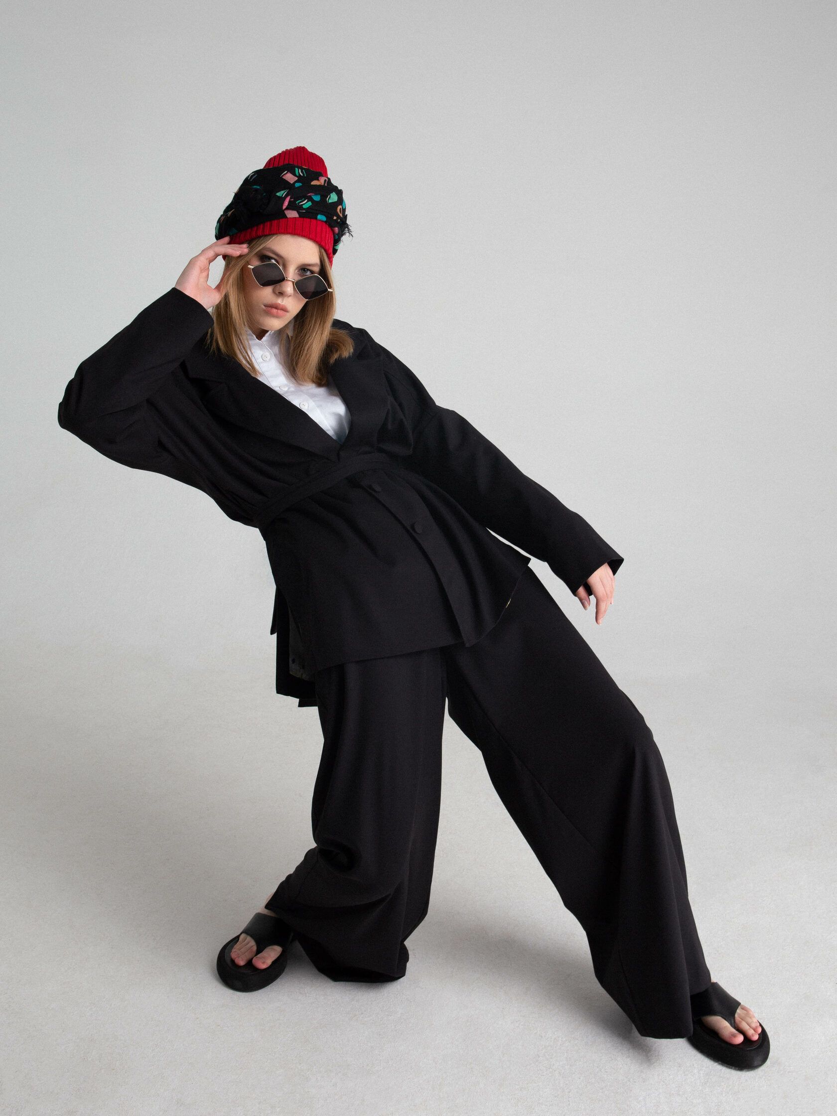 Брюки палаццо вискоза черный L