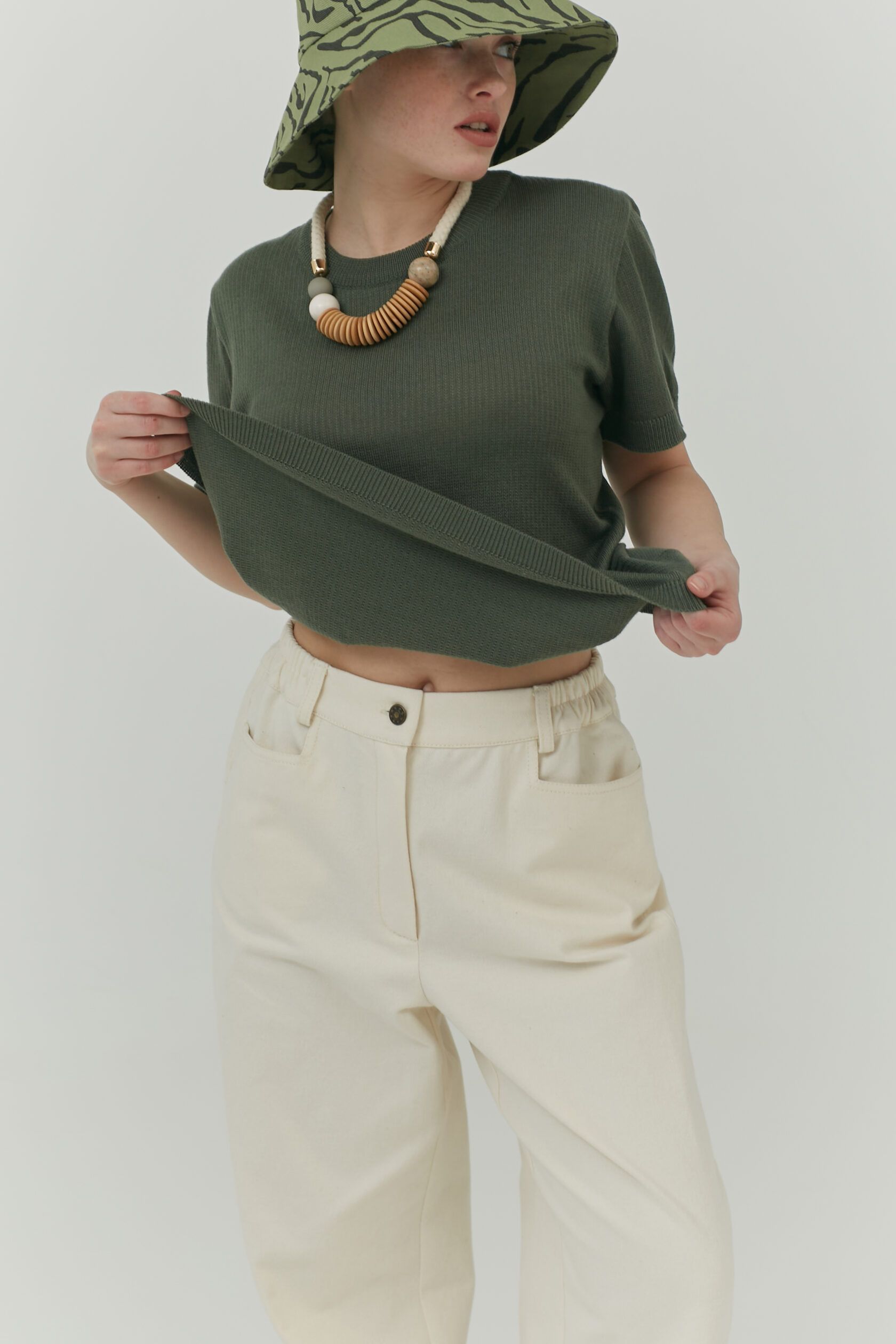 Футболка трикотажная косичка полынь S-L