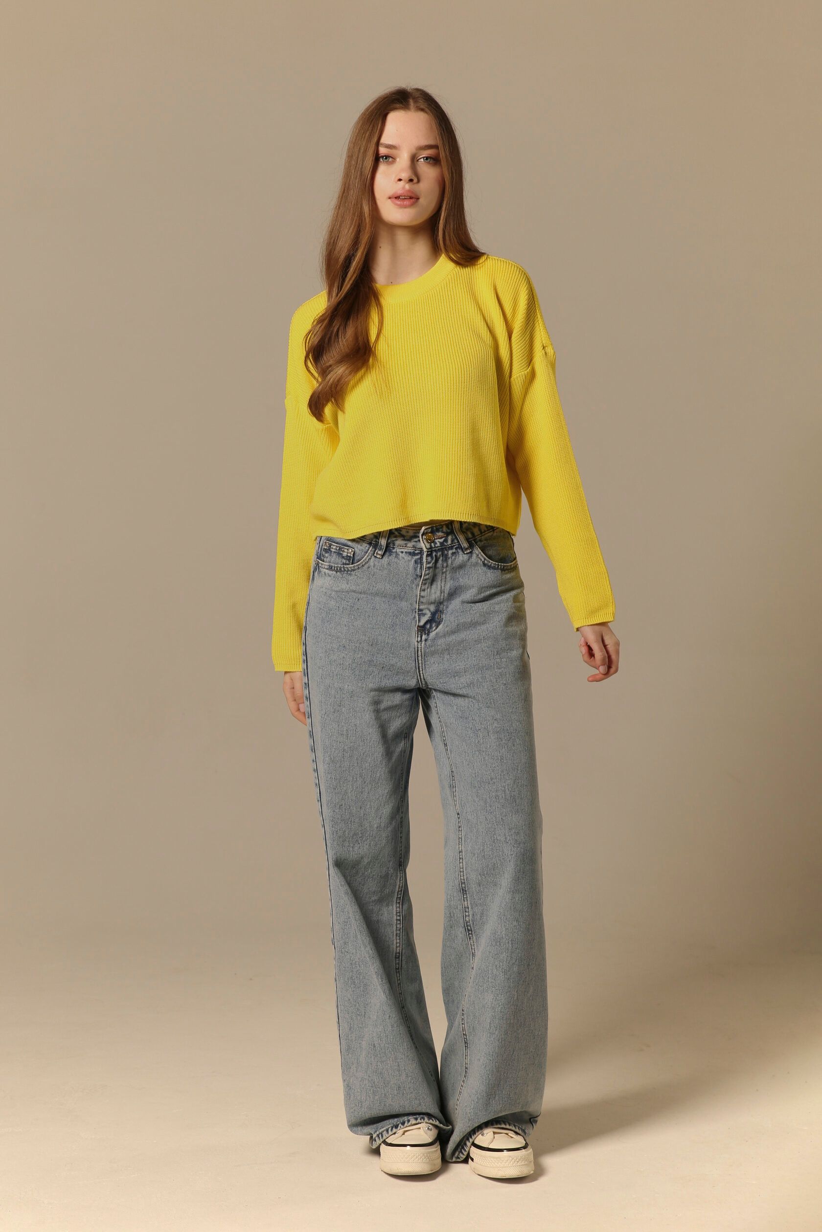 Джемпер базовый укороченный желтый one size