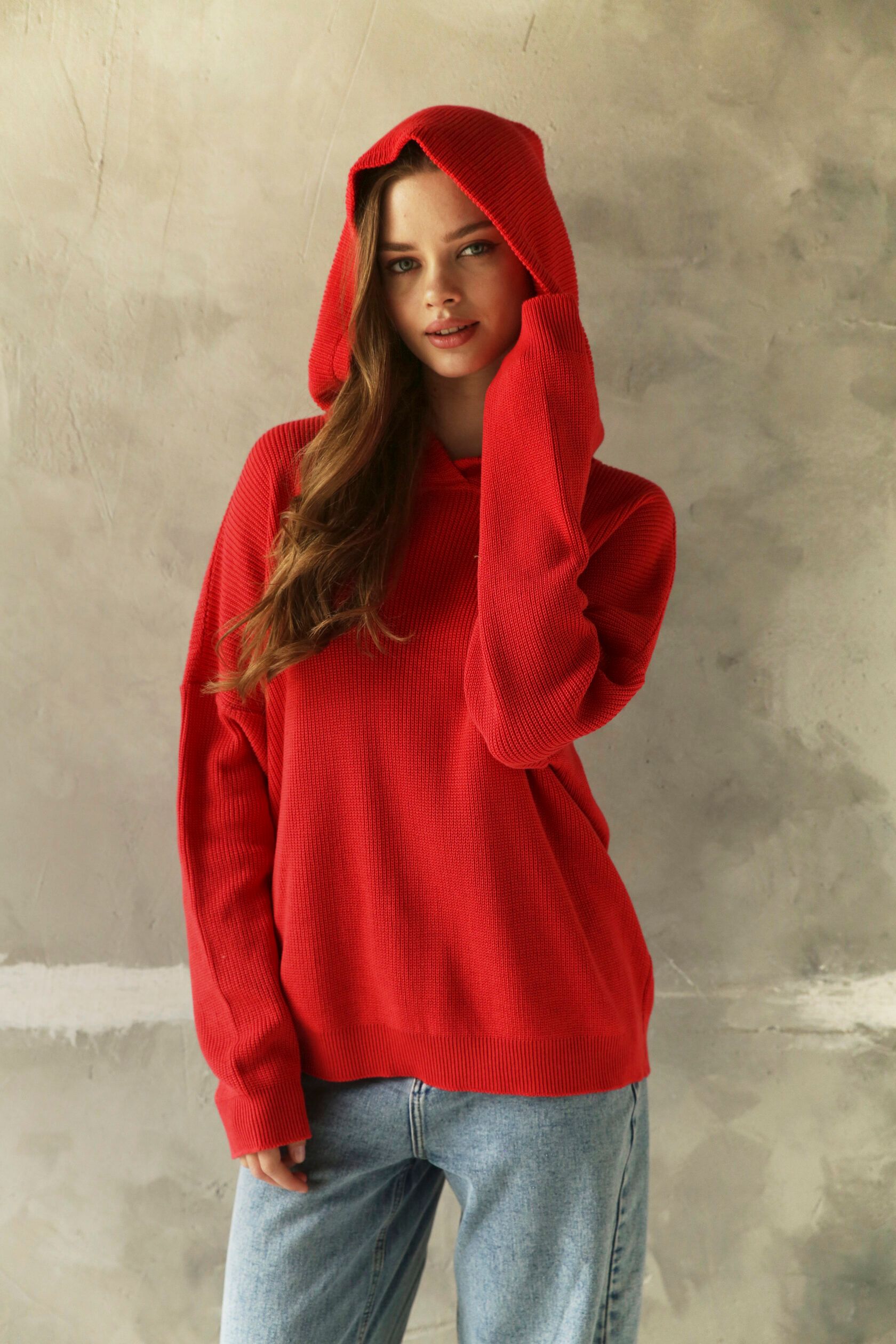 Худи женское с капюшоном коралл one size