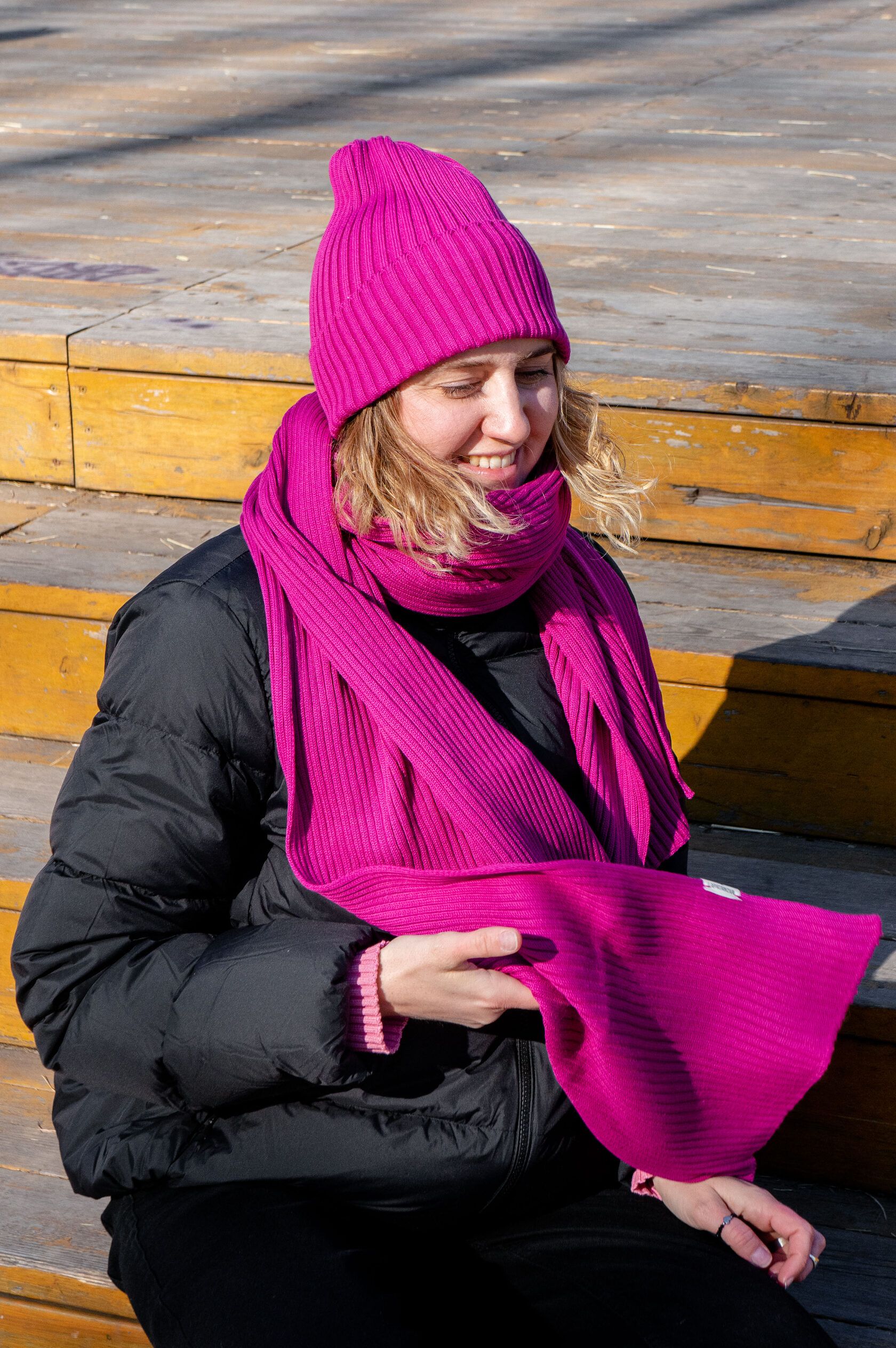 Шарф взрослый яркая фуксия S-L