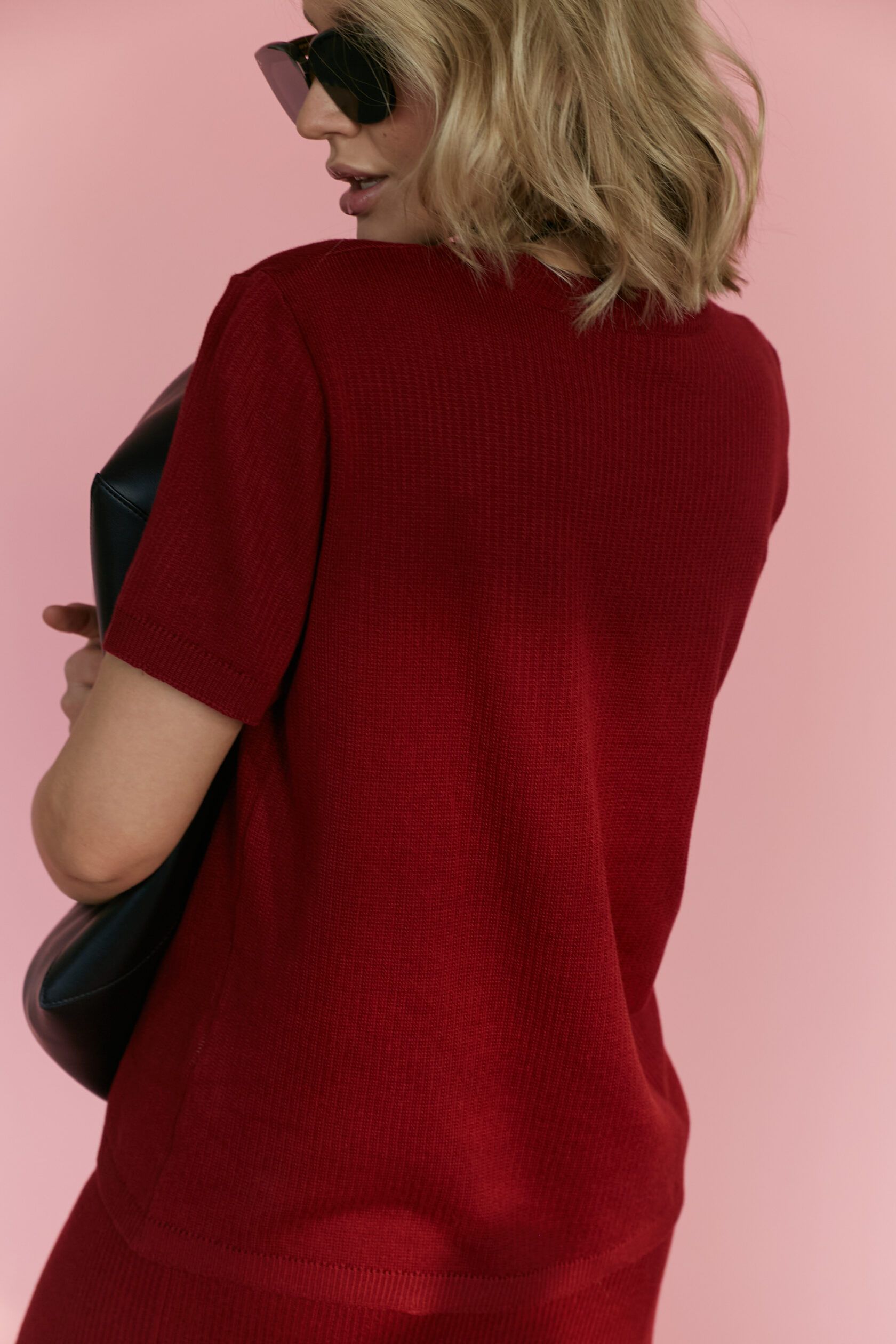 Футболка трикотажная косичка бургунди L-XL