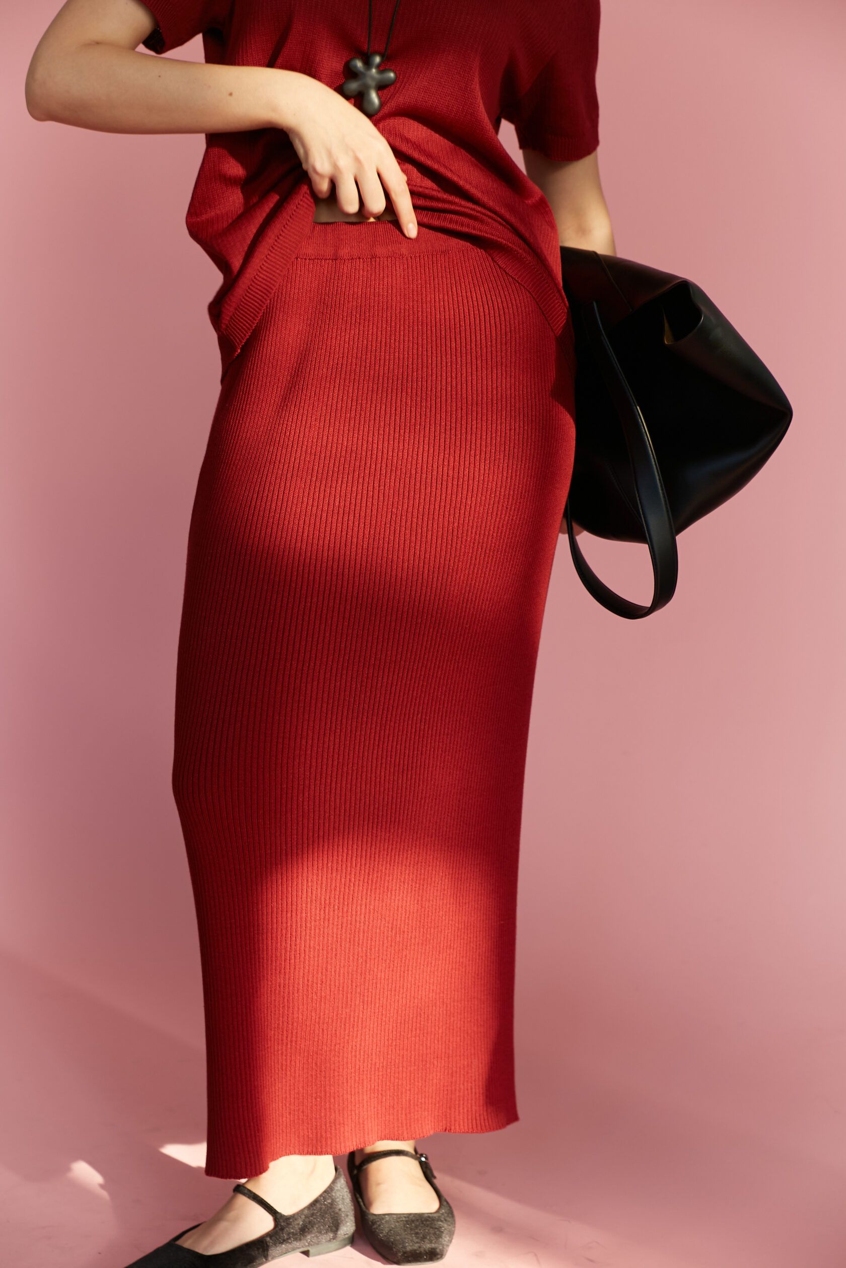 Юбка трикотажная бургунди макси one size