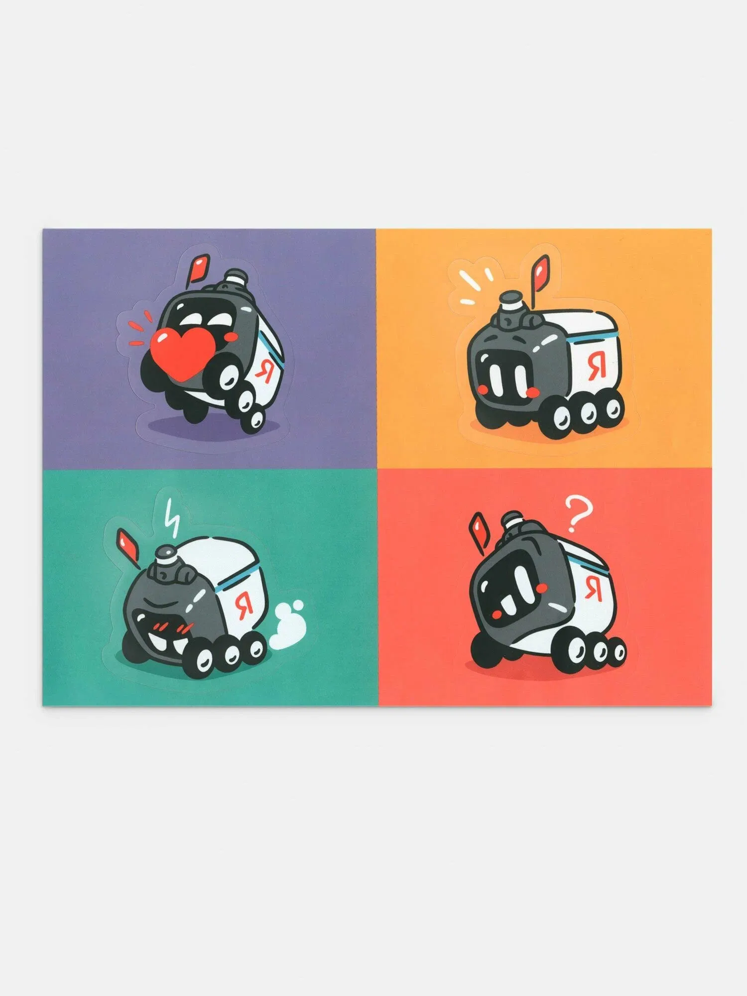 Стикерпак Яндекс «Робот-доставщик», разноцветный, 4 наклейки